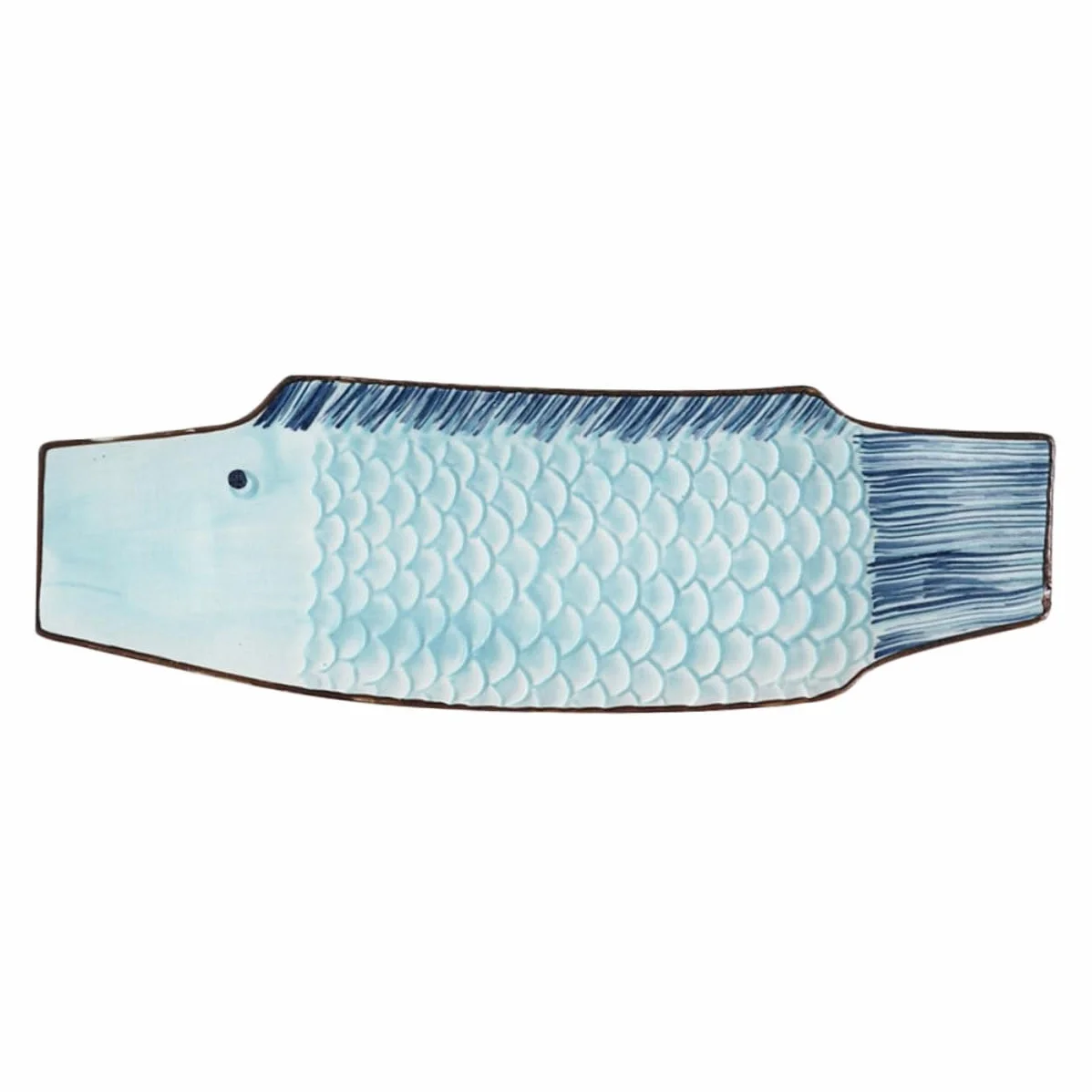 Mipcase Plato de Sushi de Cerámica Forma de Pez 29 Cm Azul Decorativo Resistente para Restaurantes y Hogar Vajilla Japonesa para Sashimi y Mariscos