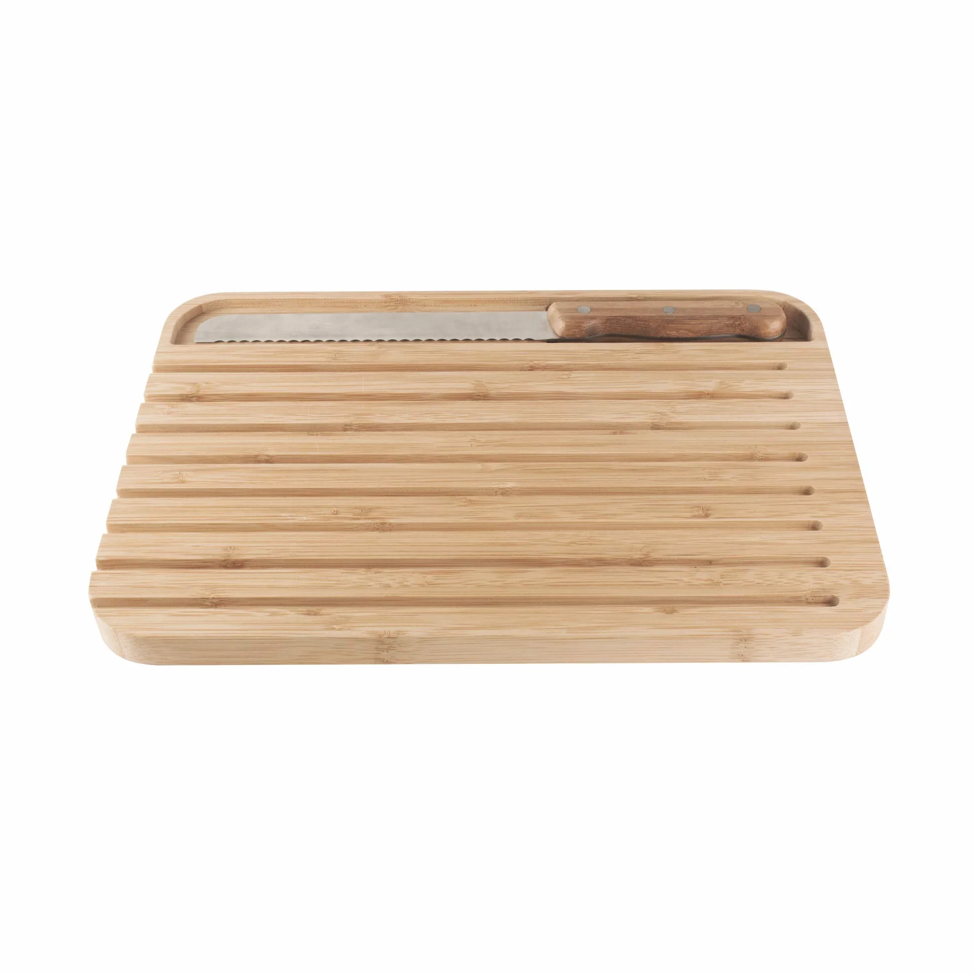 Pebbly NBA127 - Tabla grande de bambú con cuchillo magnético en la tabla, material natural y resistente
