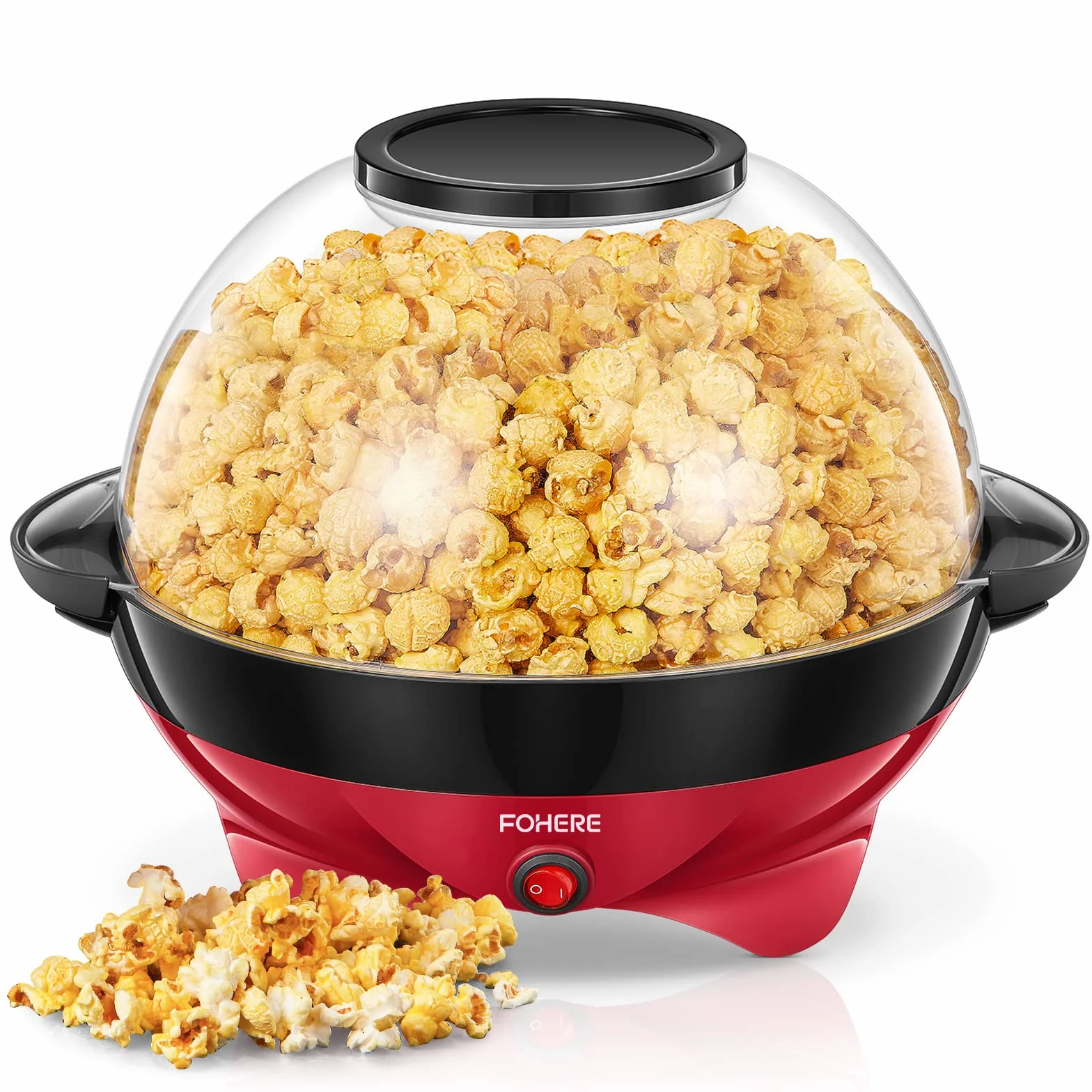 FOHERE Palomitero 5.5L Retro Máquina de Palomitas Antiadherente, Rojo