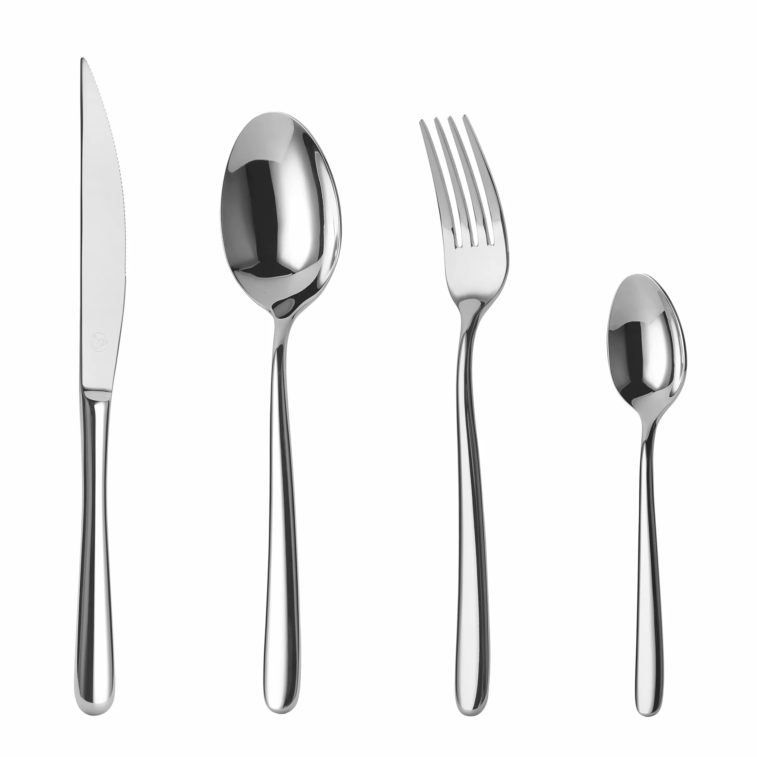 Mr.Spoon Serie Estrella Juego de 24 Piezas cubiertos,18/10 Acero Inoxidable,Plateado,Servir para 6 Personas Cuberterías,Ideas Regalo,Incluye Cuchillo/Tenedor/Cuchara.Para Casa, Hotel, Restaurante