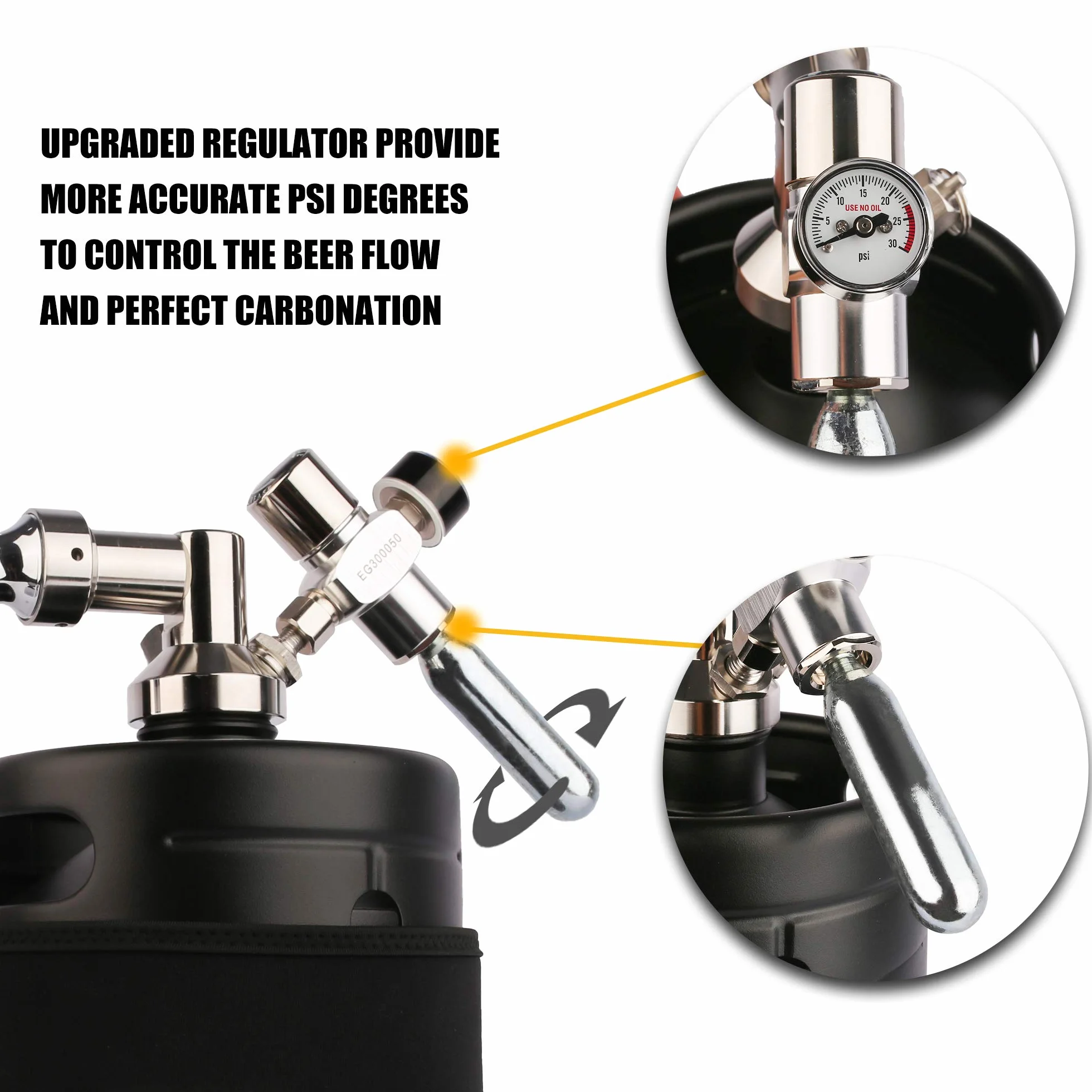 TMCRAFT - Mini barril de cerveza de acero inoxidable con funda de aislamiento, sistema portátil de dispensador para el hogar para calado, cerveza casera y cerveza artesanal (negro mate)