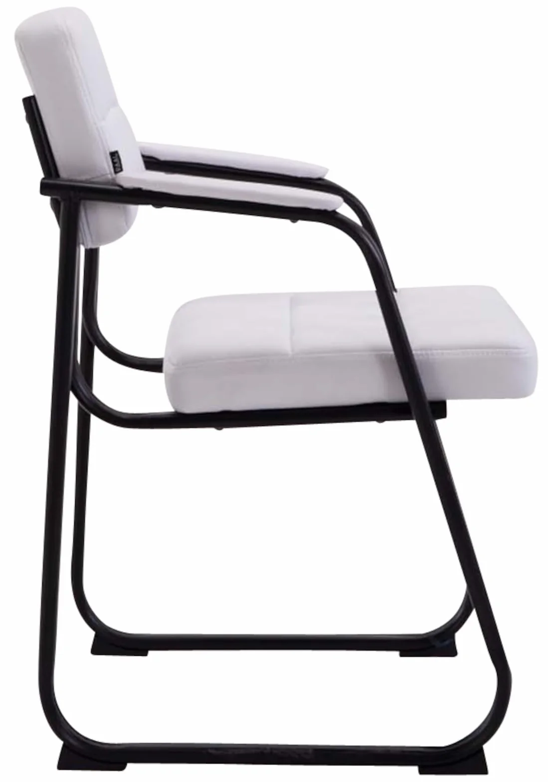 CLP Set De 2 Sillas De Coferencia Canada B Tapizadas En Polipiel I Sillas Confidente con Base Metálica & Reposabrazos, Color:Blanco