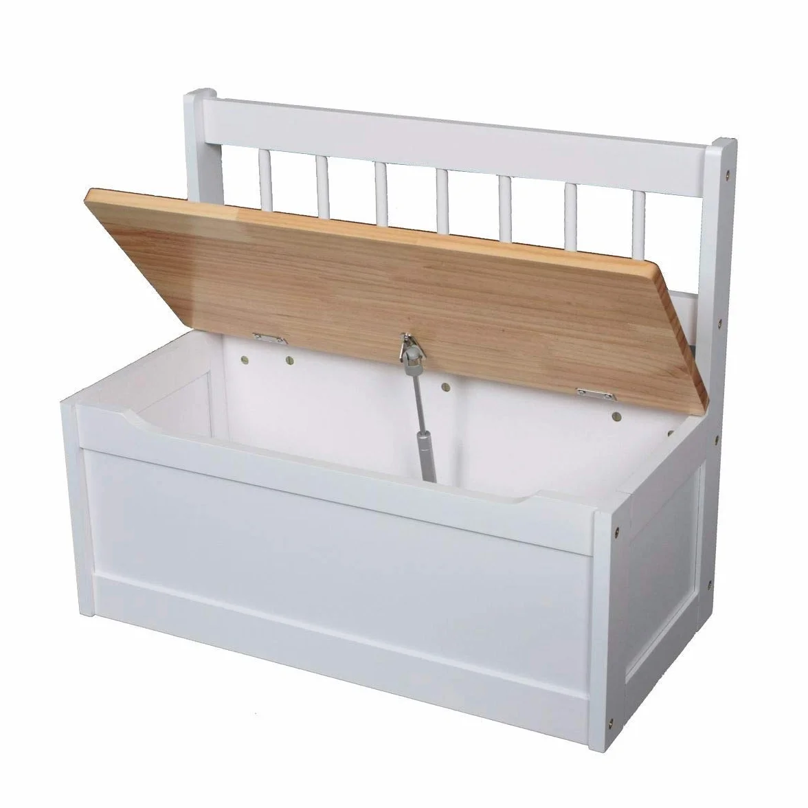 Banco infantil de madera blanco/natural 60x50x30 cm con baúl