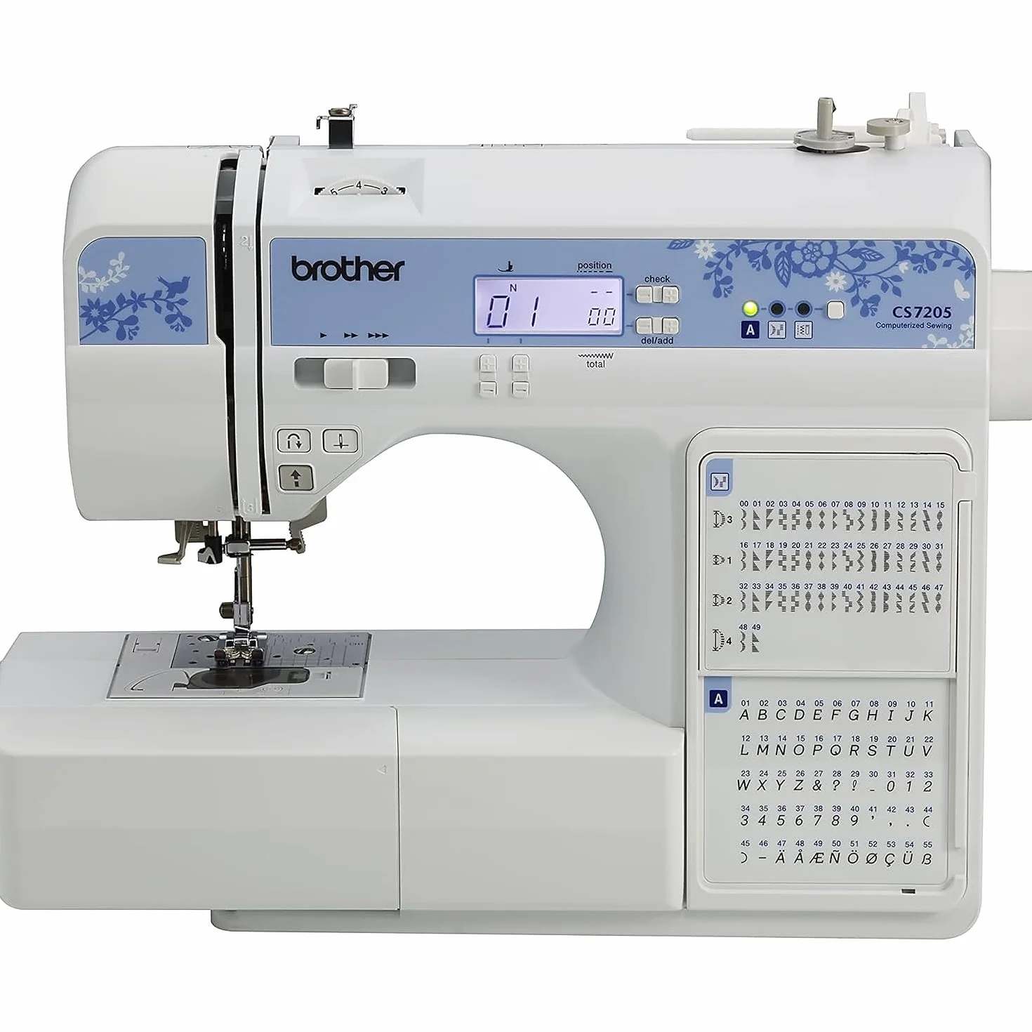 Brother CS7205 Máquina de coser computarizada, 150 puntadas incorporadas, 1 fuente, mesa ancha, 3.3 m de costura, color blanco | 150 puntadas construidas, 1 fuente, mesa ancha, 11 pies de costura