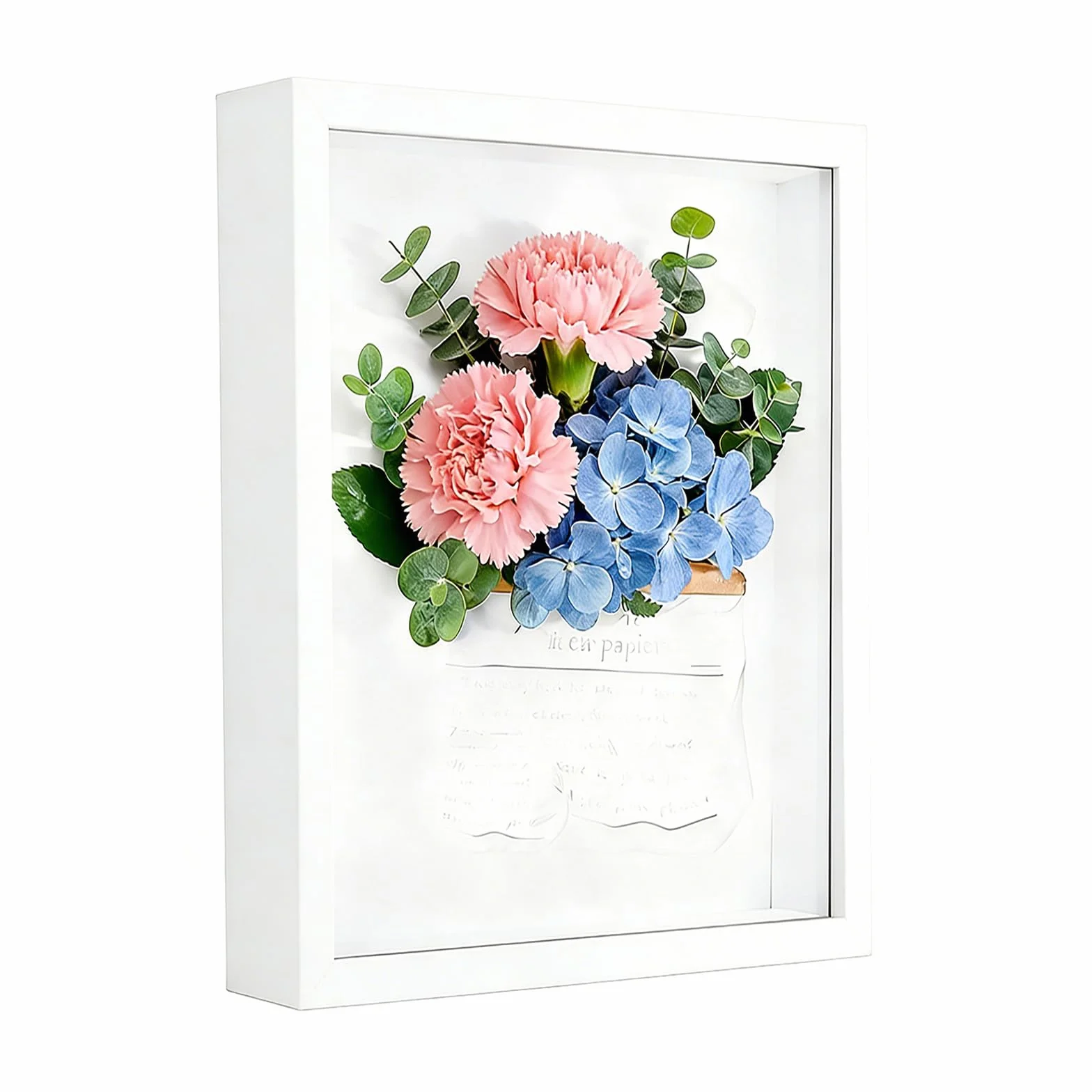 Marco de Fotos 3D 30x40 cm Shadow Box con Placa Acrílica Transparente, Blanco