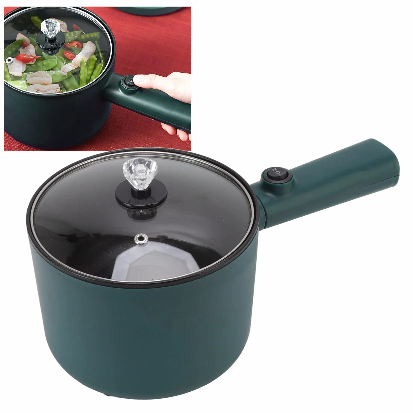 Mini olla caliente multifunción antiadherente 1,8 L Mango largo