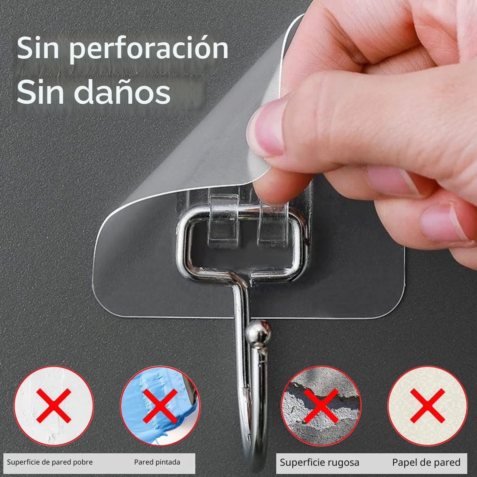 Latoxcaa Ganchos Adhesivos Grandes Extra Fuertes para Colgar, Resistencia Pesada 20 kg (Máx), 10 Unidades – Ganchos Transparentes y Desmontables, Impermeables y Antióxido, Autoadhesivos para Baño