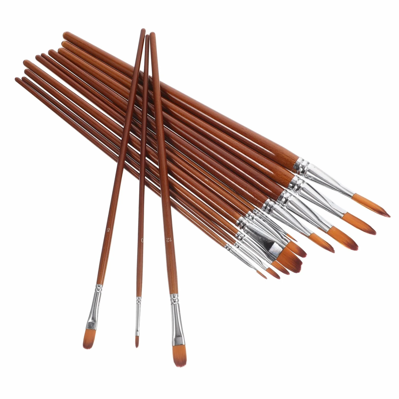 Juego De 2 Pinceles para Pintura Acrílica Acuarela Cerdas De Nailon para Artistas Y Estudiantes 13 Unidades.
