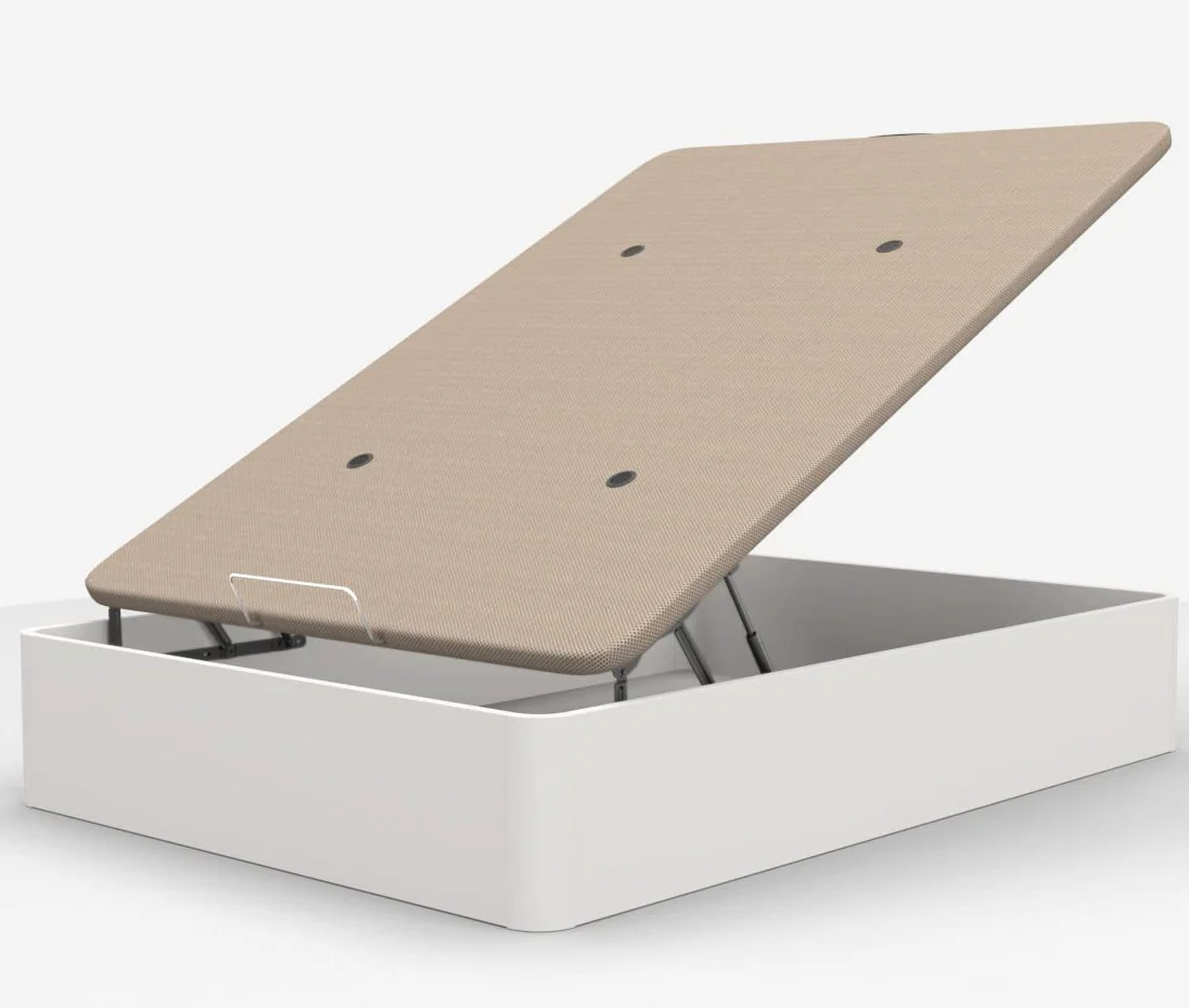 DORMIDAN Canapé Abatible Gran Capacidad 135x190 cm Blanco con Colchón Viscoelástico y Almohada