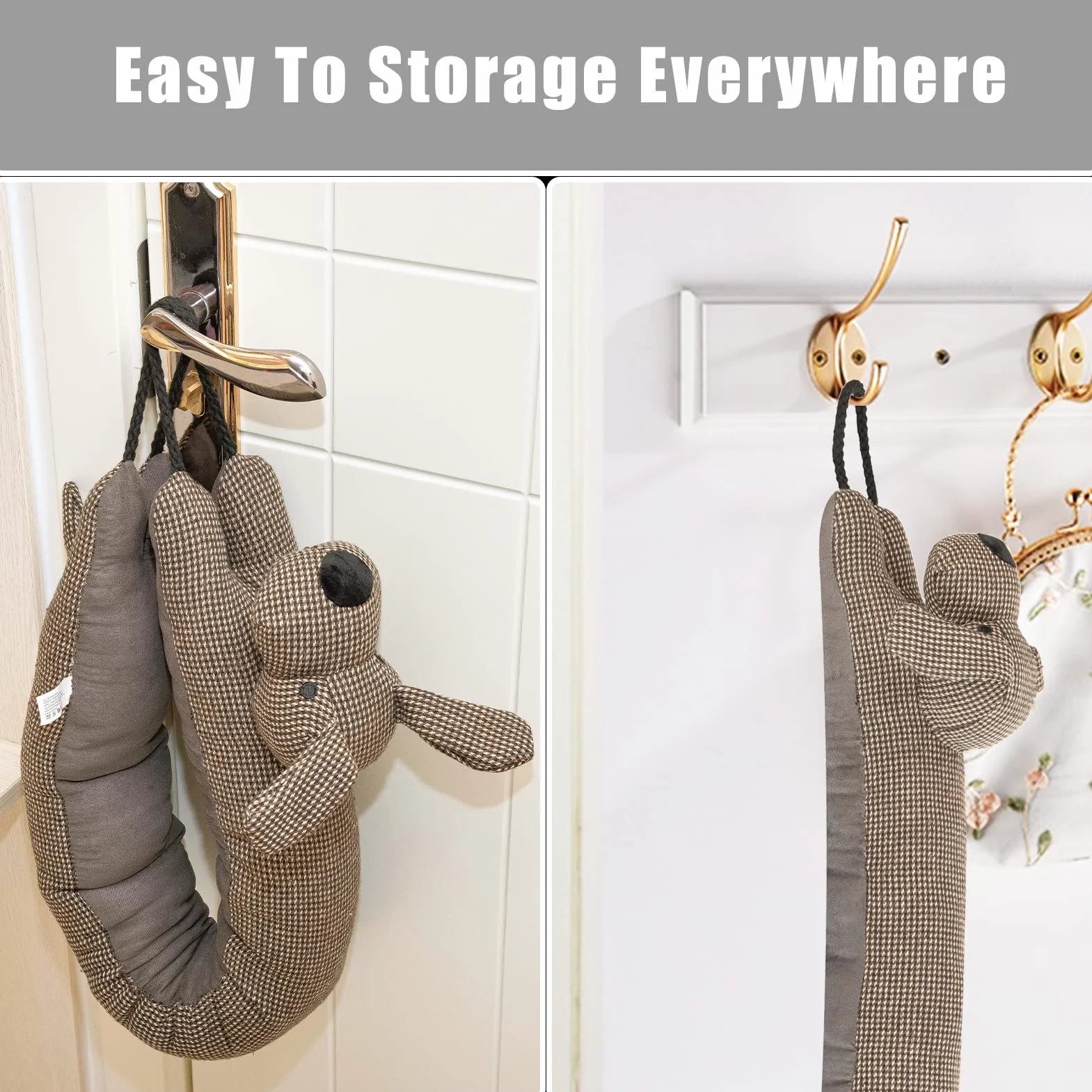 Marwood Burlete Decorativo para Bajos de Puertas y Ventanas, 81,3 cm, con Peso, Animal, Bloqueador de Corrientes y Ruidos, Serpiente, con Asas para Colgar, Perro marrón