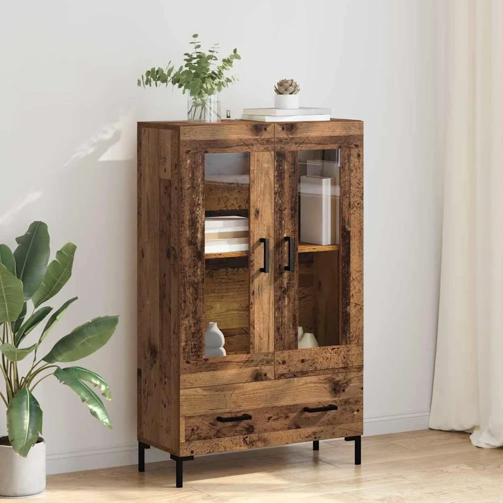 vidaXL Alacena Madera Vieja 69,5 x 31 x 115 cm Madera contrachapada, Armario Moderno para Sala, diseño Rectangular, Mueble Resistente con Amplio Espacio, ¡Funcional y con Estilo