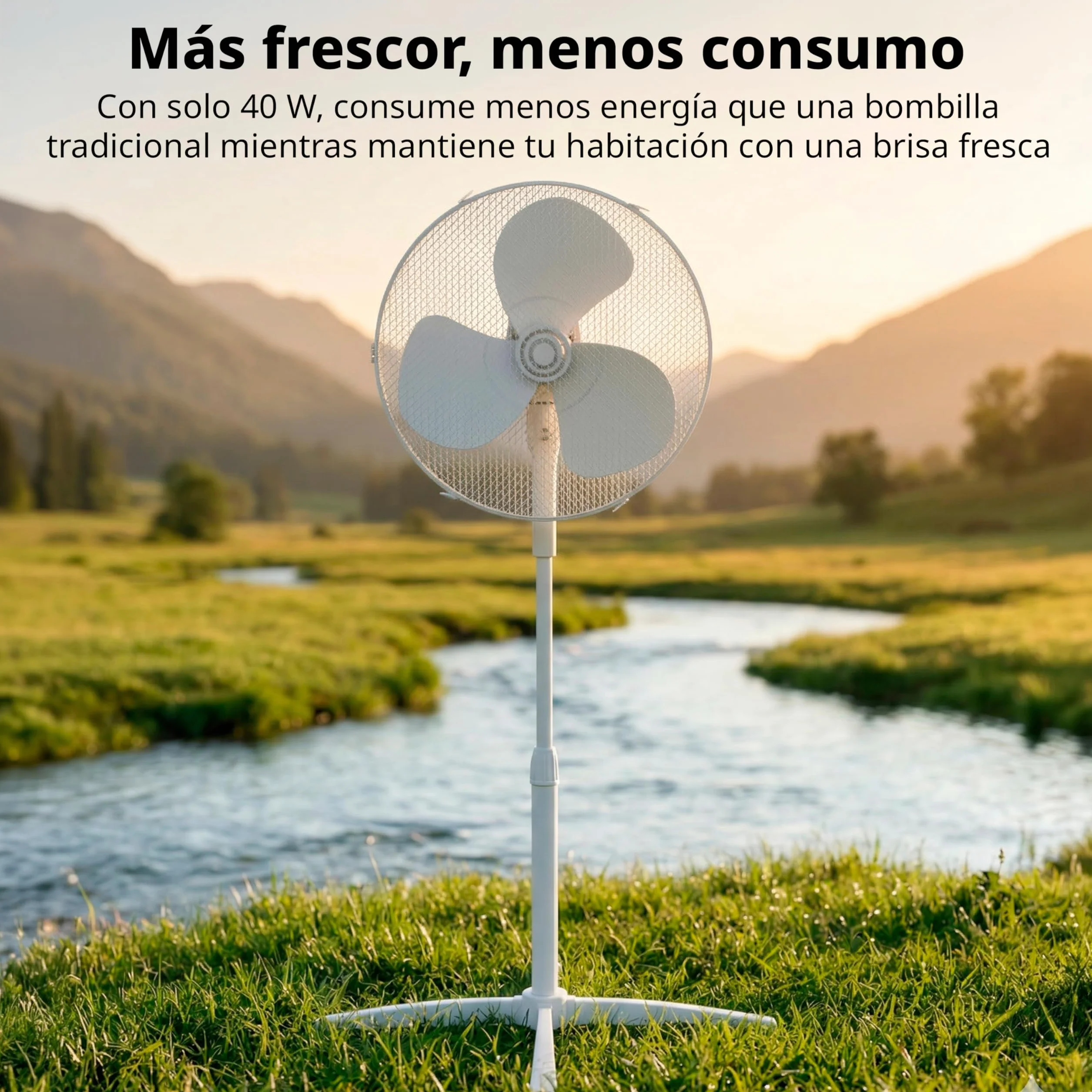 COMFEE Ventilador de Pie 40W 3 Velocidades Oscilación 90º Altura Ajustable Flujo de Aire 40m3/min Silencioso