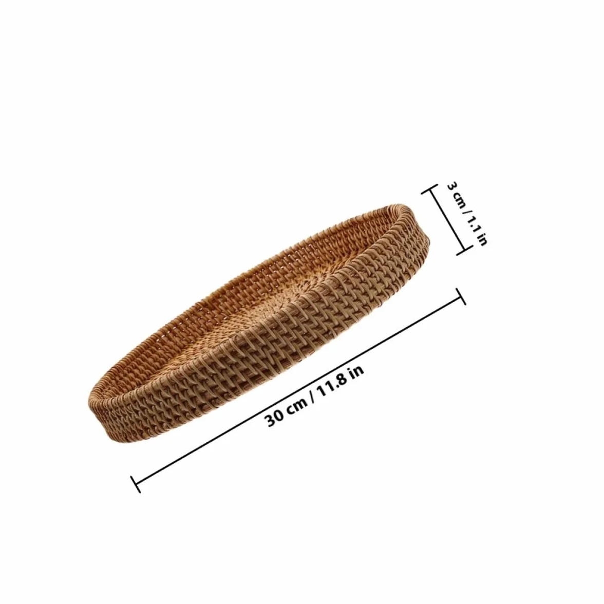Genérico Bandeja Redonda de Ratán 30 CM sin Asas, Cesta Tejida a Mano para Servir Café, Frutas y Pan, Contenedor Abierto para Mesa de Café y Organización en Cocina