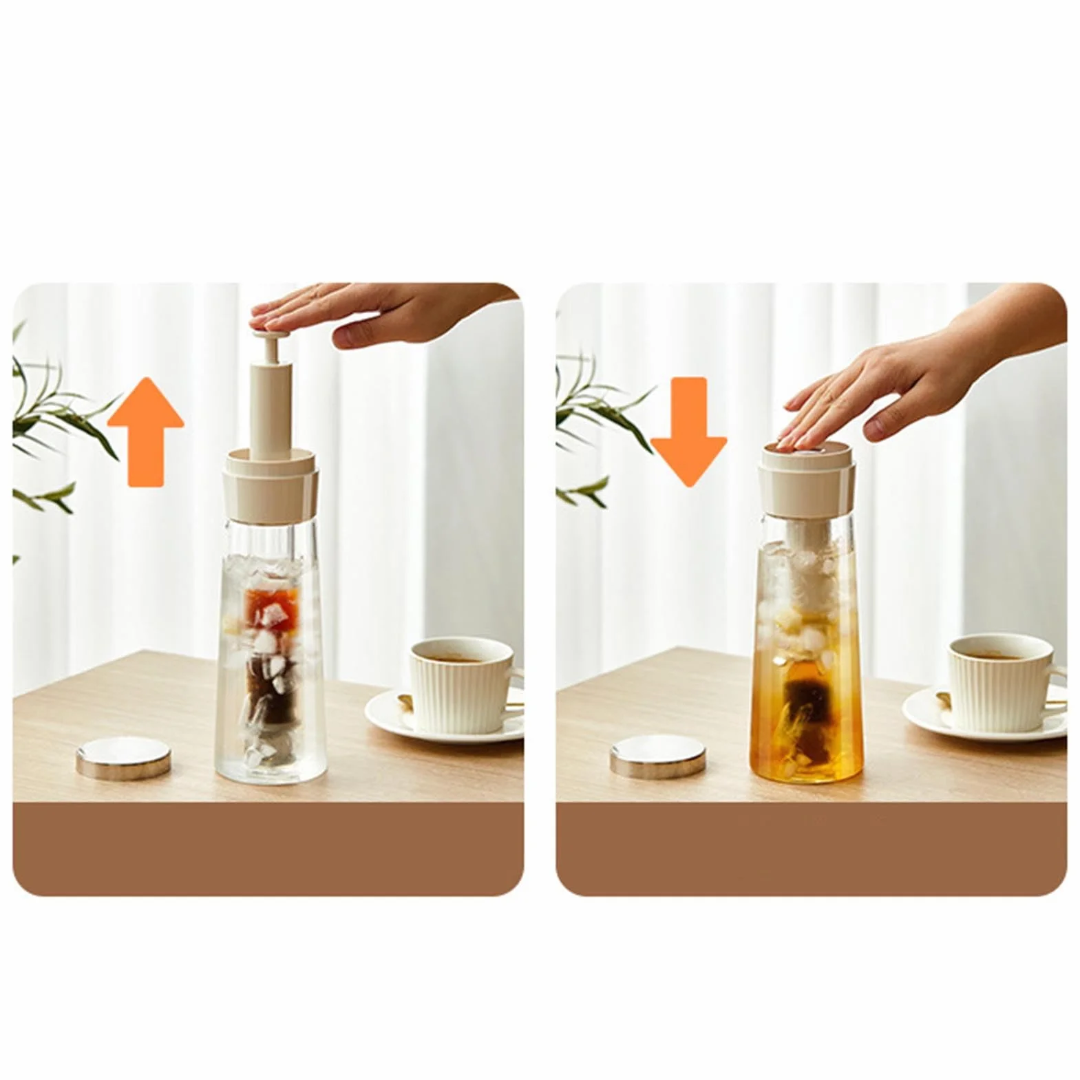 Cold Brew Coffee Maker, Prensa Tipo Brewing Olla, Máquina de Tragaperras Múltiples, 3,34 x 9,76
