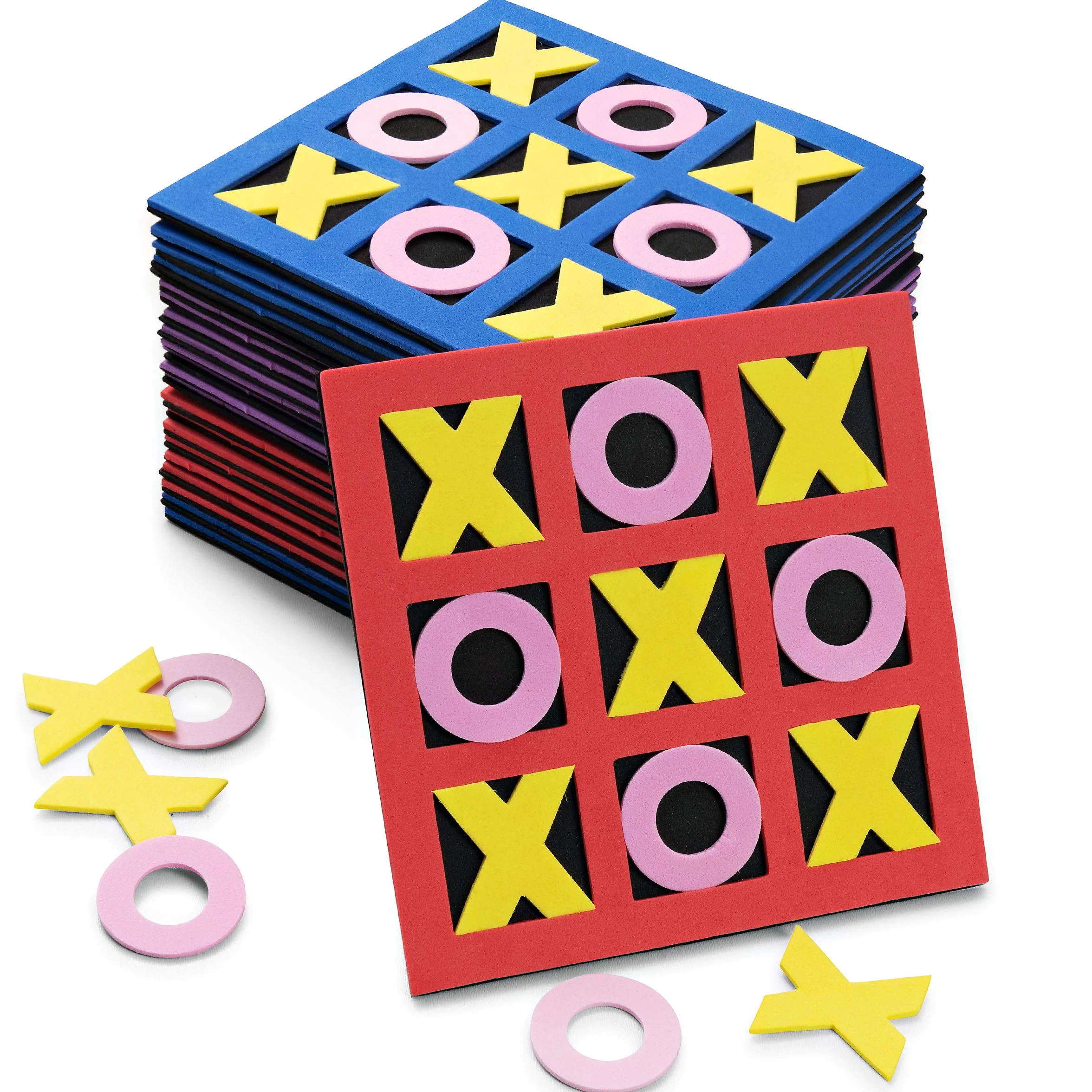 Juego de Tres en Raya Bedwina 24 pzas, Mini Tablero de Espuma 12,7 cm para Niños