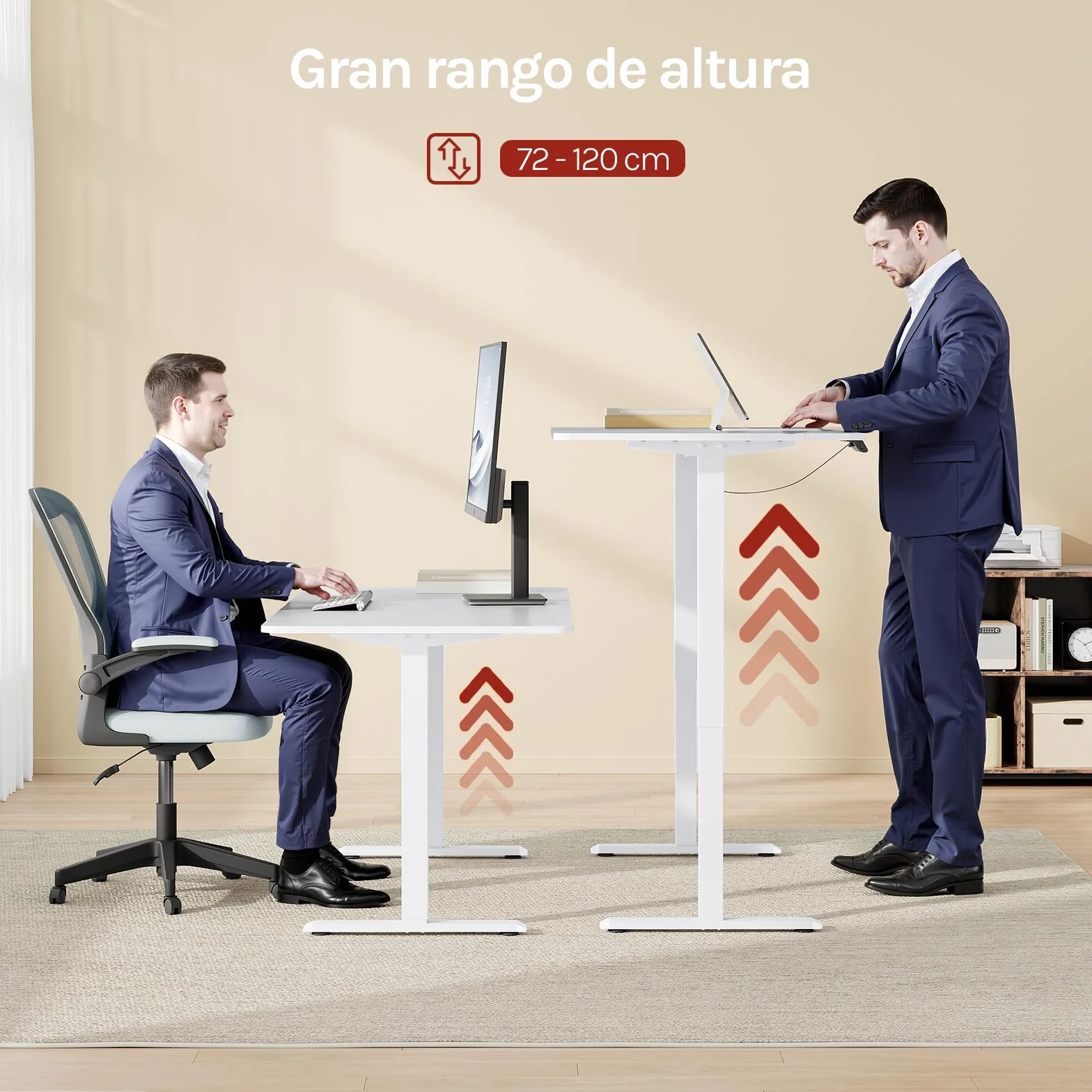 WOLTU Marco de Mesa Elevable, Estructura de Escritorio Elevable Eléctrico, Escritorio Regulable en Altura Ergonomica, Entre 72-120 cm, con Función de Memoria y Proteccion Anticolision, Blanco