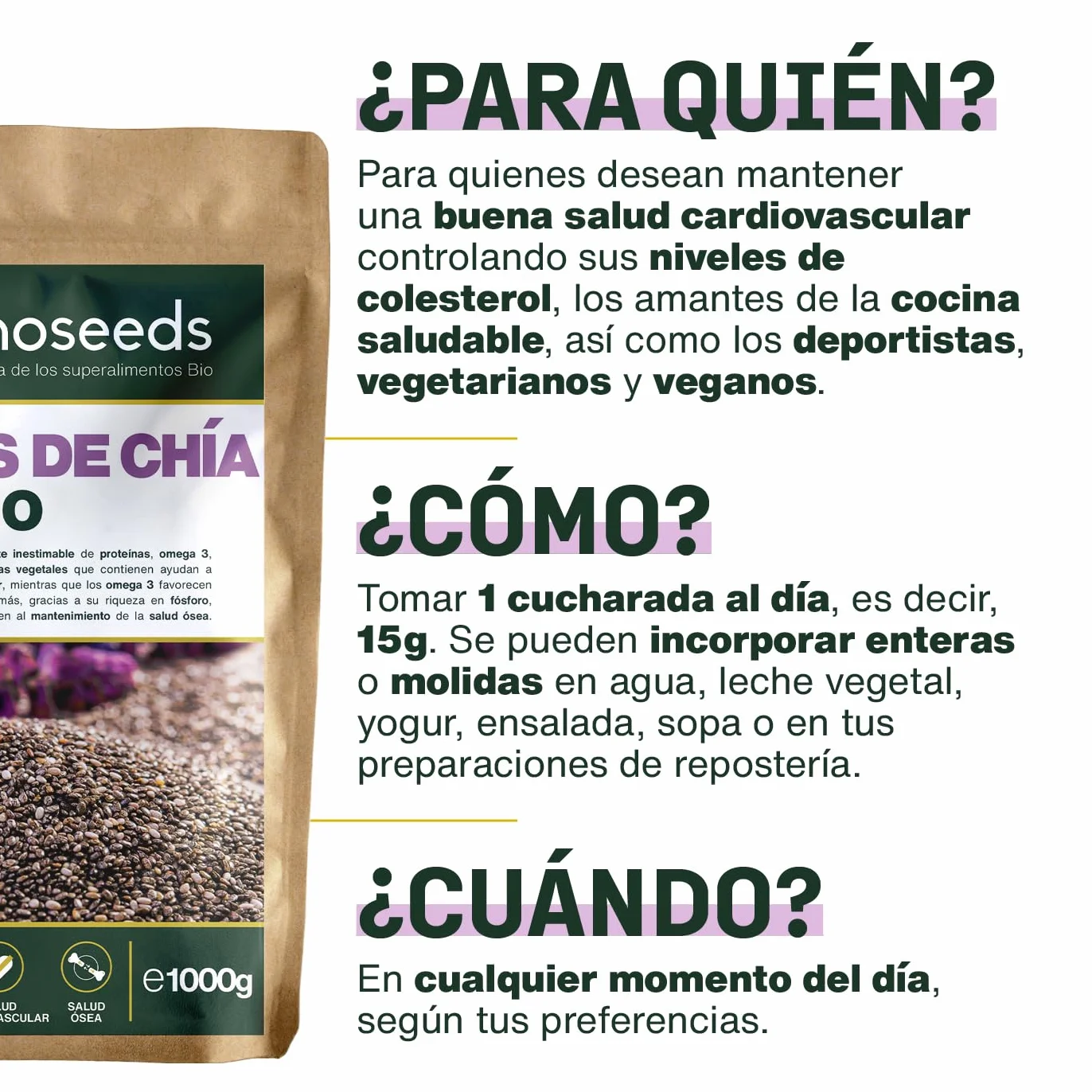 Semillas de Chía BIO 1KG Orgánica Proteínas Omega 3 Salud Cardiovascular
