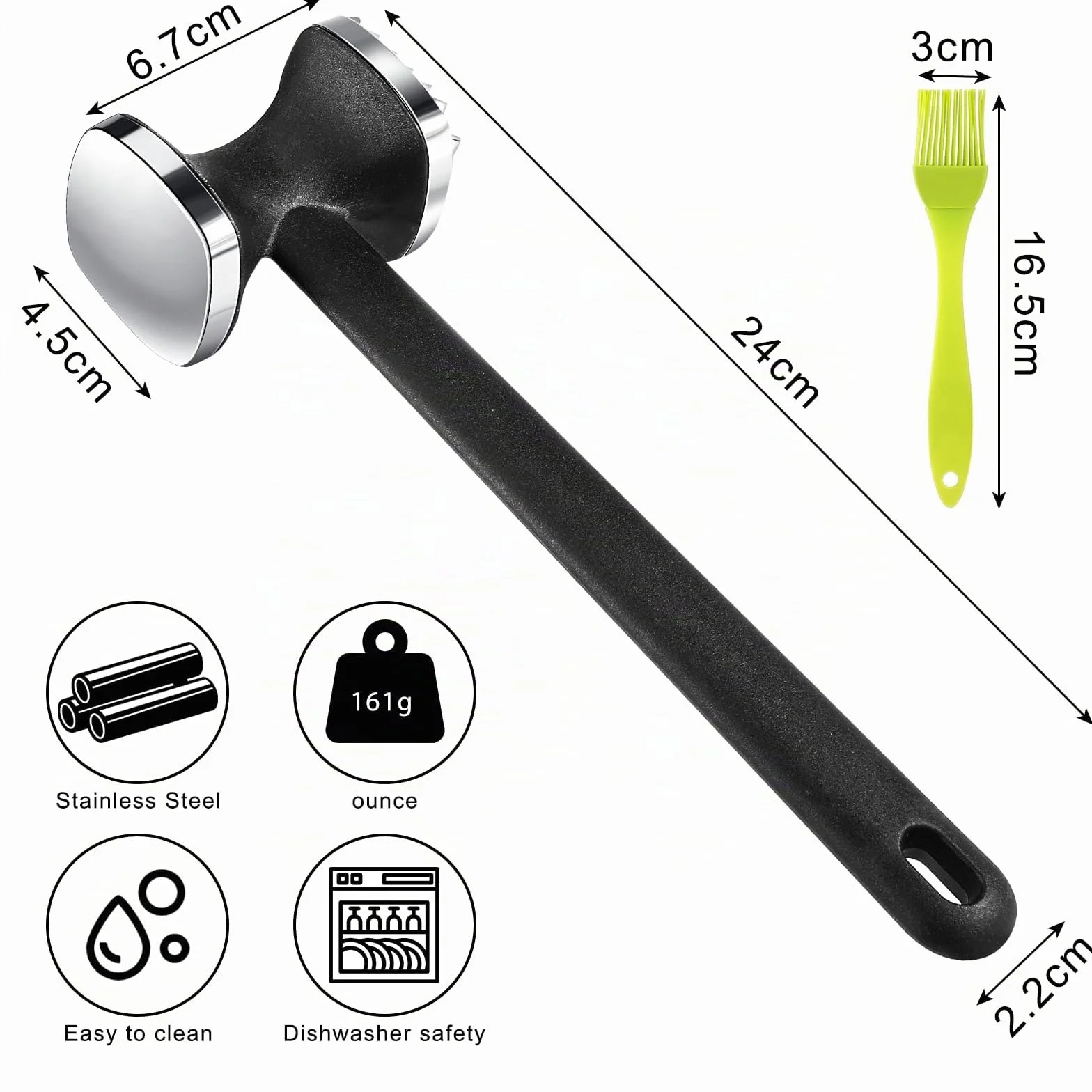 Martillo Ablandador de Carne Doble Cara de Acero Inoxidable para Cocina