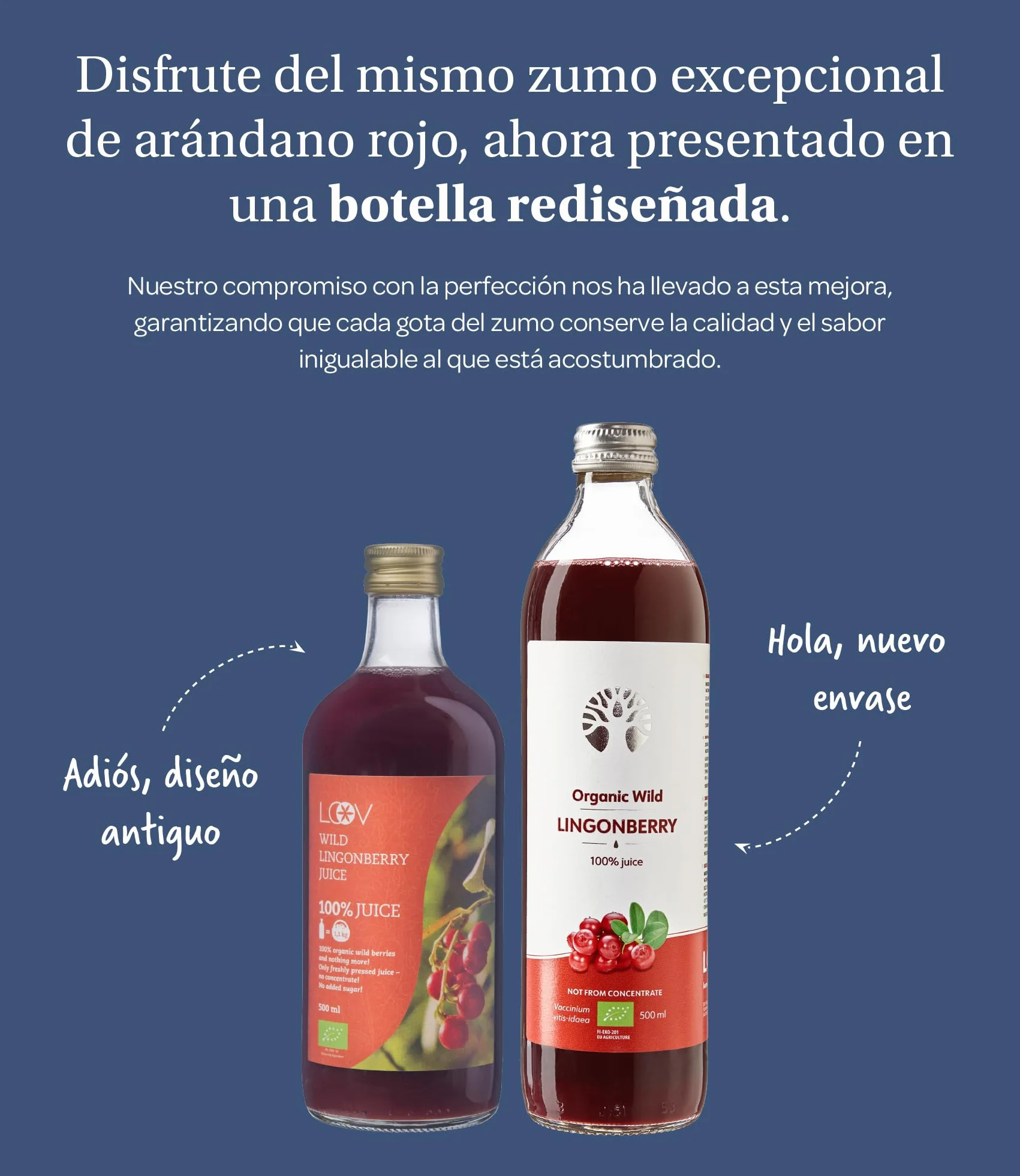 LOOV Zumo de Arándano Rojo Silvestre Orgánico 500 ml 100% arándanos rojos prensados sin azúcar añadido