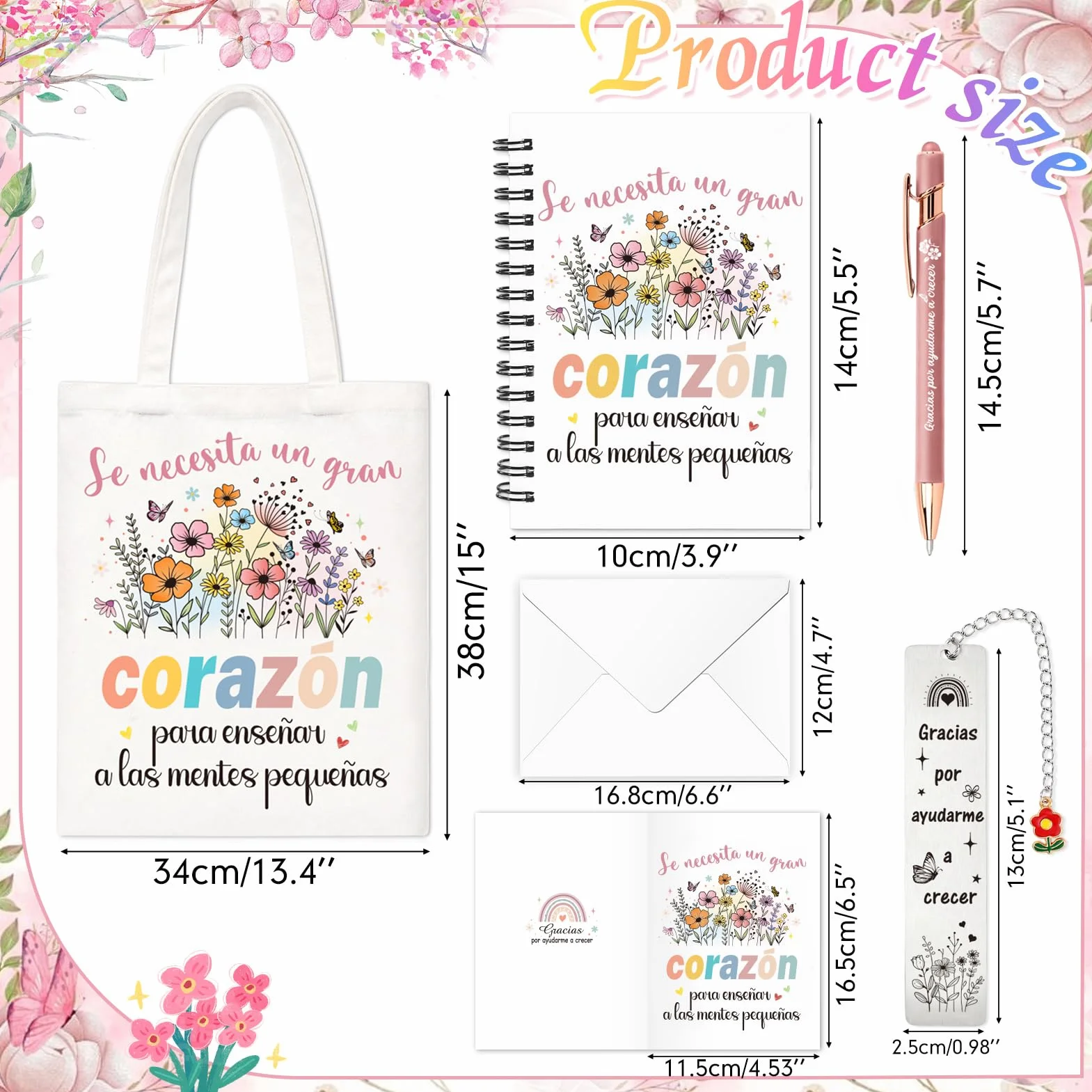 HOWAF Set de Regalo Profesora Regalo Maestra, Bolsa, Cuaderno Libreta, Boligrafo, Tarjeta Profesora con sobre, Marcapáginas de Metal, Regalos para Profesores, Profesoras, Maestro Maestra