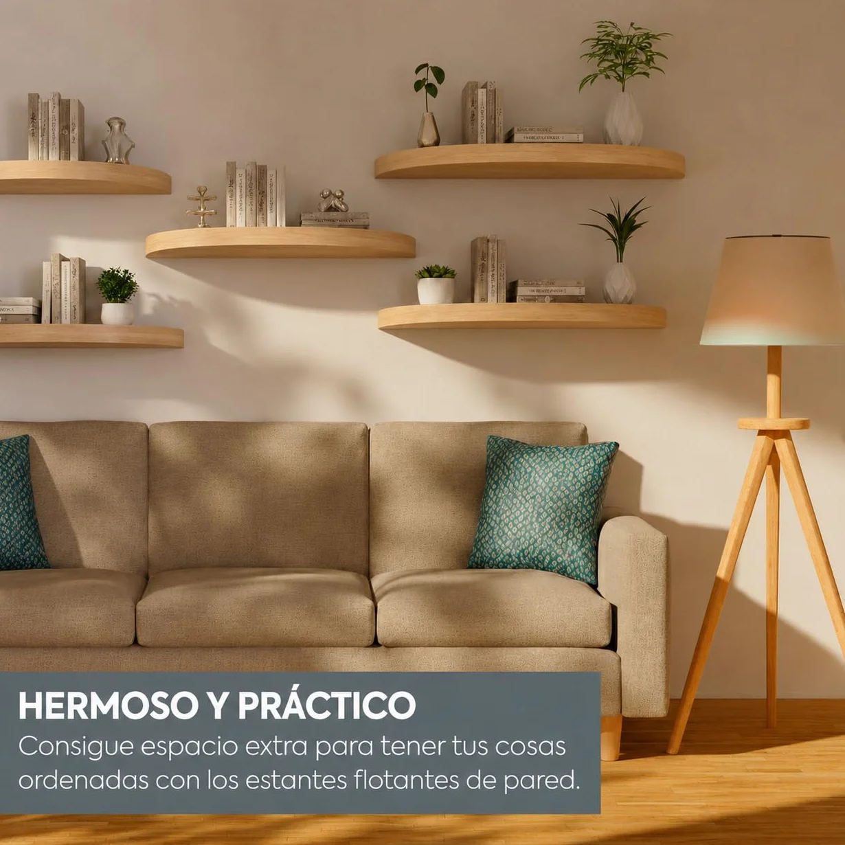 HERSIG - Estante Curvo Flotante de Pared Arce Balda para Baño o Dormitorio Fijación Oculta y Resistente de hasta 10 kg - 80x23,5 cm