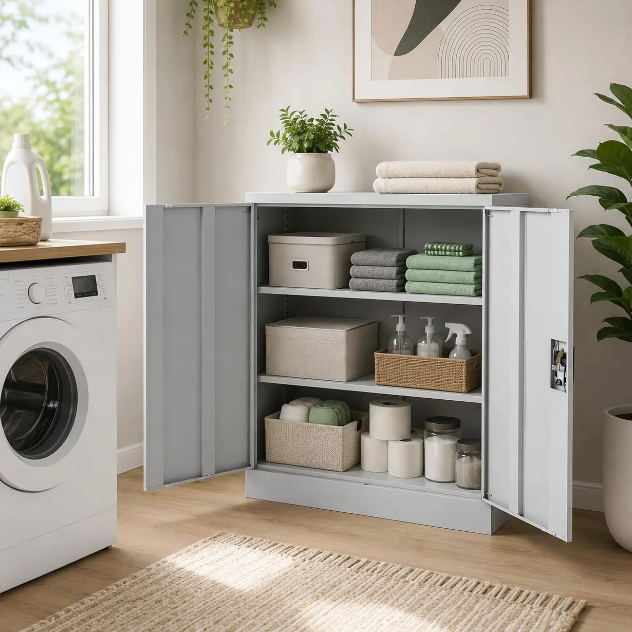 MMT Furniture Designs Armario de Almacenamiento de Oficina de Acero, FC-A9WGrey, Gris, 900 mm de Alto