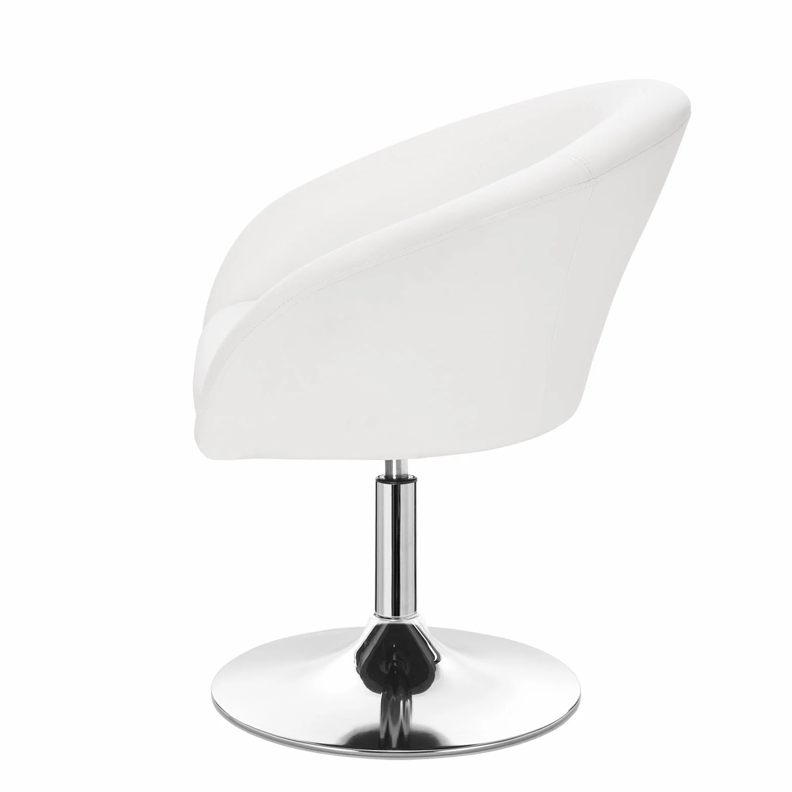 WOLTU 1x Taburete de Bar Altura Ajustable Acero Cromado, Cuero Sintético Taburete Peluquería Blanco BH24ws-1