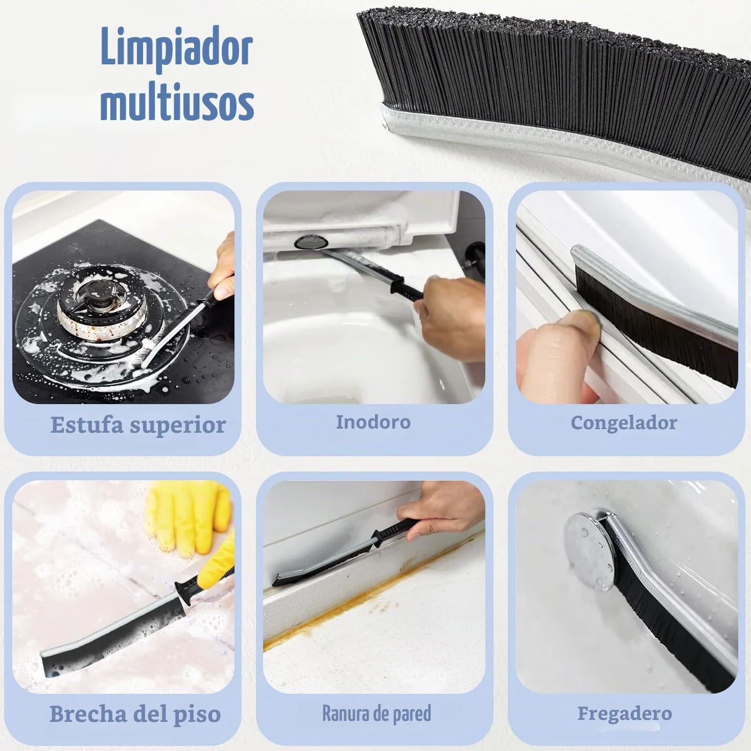 Cepillo Limpieza Grietas Cerdas Duras 3 Piezas, Cepillo Limpia Juntas Suelo para Ventanas Baño Cocina