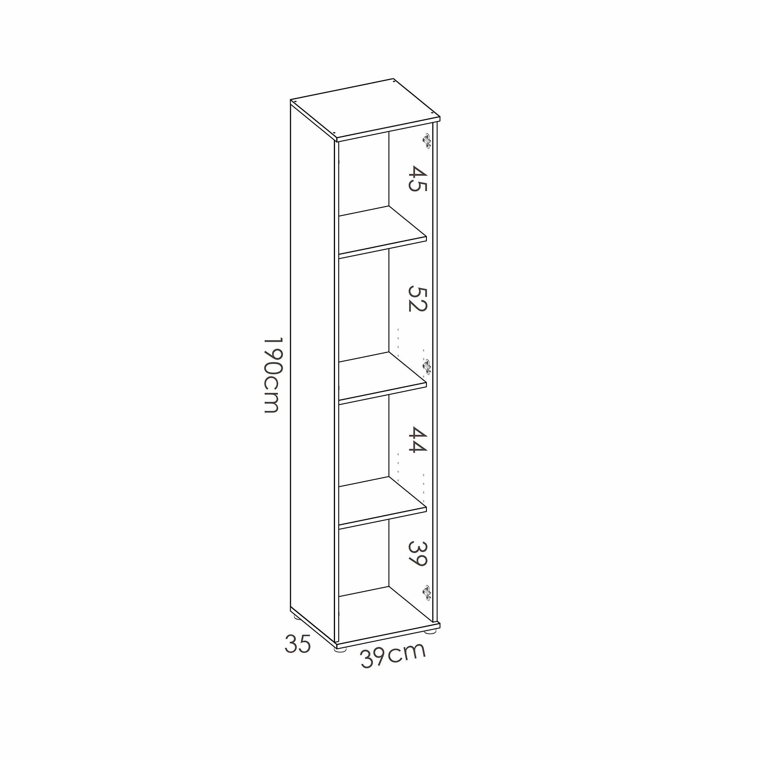 RIMOBEL Armario Multiusos 1 Puerta Madera de Ingeniería Blanco 39x190x35cm