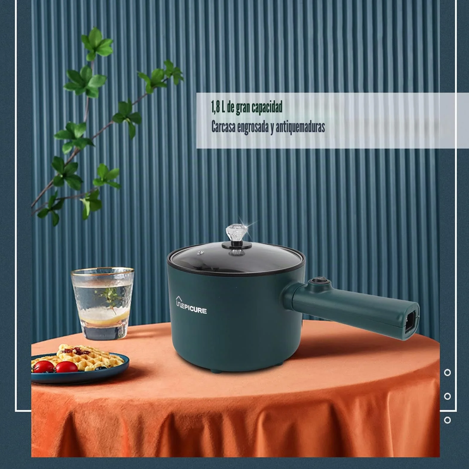 Olla caliente eléctrica 1.8L Multicooker con tapa para fideos, viaje