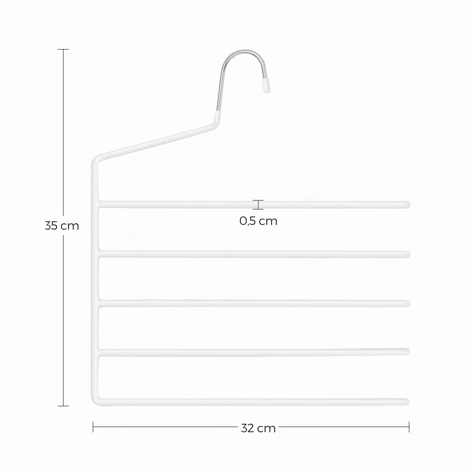 SONGMICS Percha para Pantalones múltiple, Paquete de 4, Percha Abierta, Ahorra Espacio, Organizador Antideslizante, Resistente con 5 Barras para Vaqueros, Toallas y Bufandas, Blanco CRI034W02