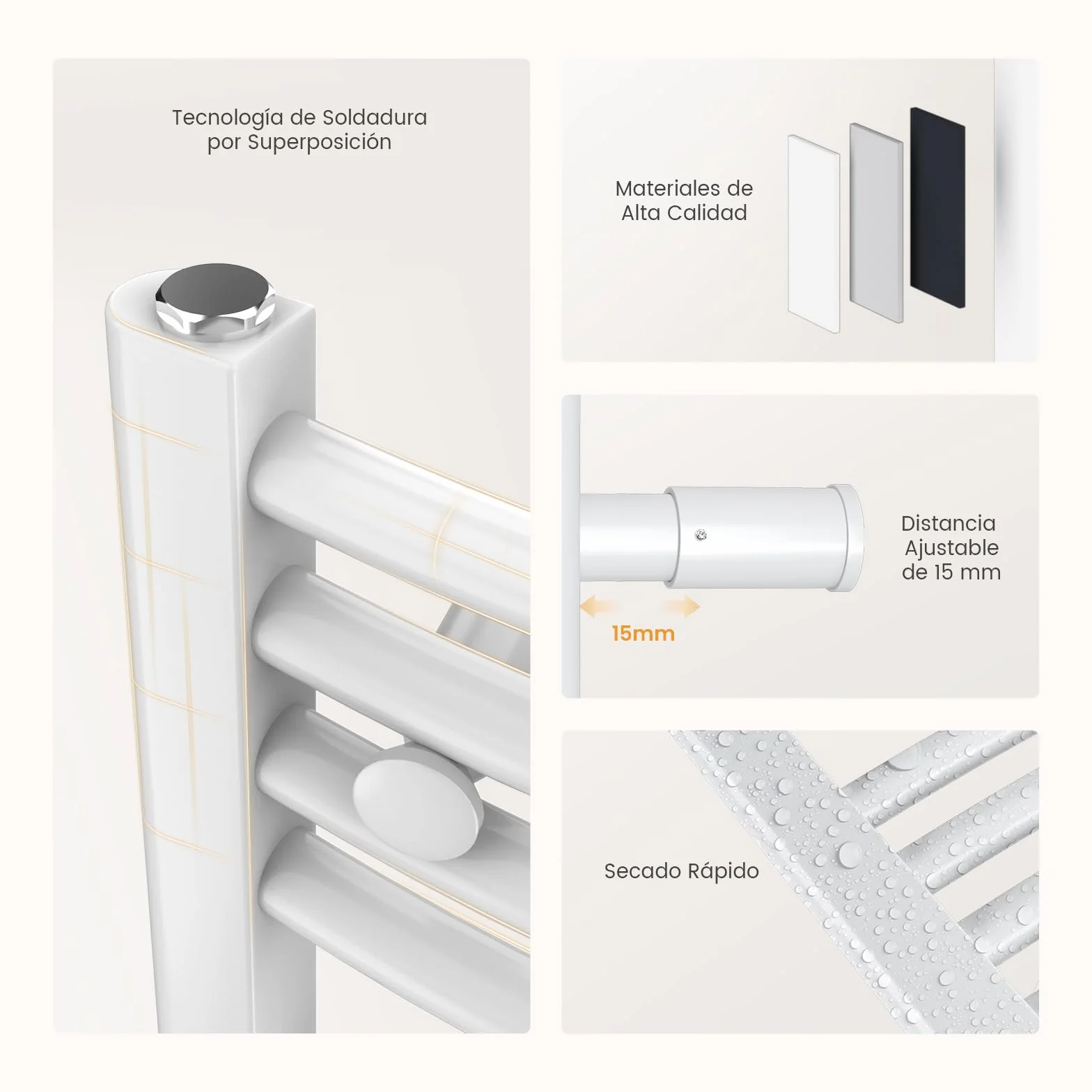 EMKE Radiador Toallero Eléctrico para Baño,75 x 60 cm, Secatoallas Eléctrico con WiFi Termostato, 300 vatios (Blanco),Toallero Electrico Baño