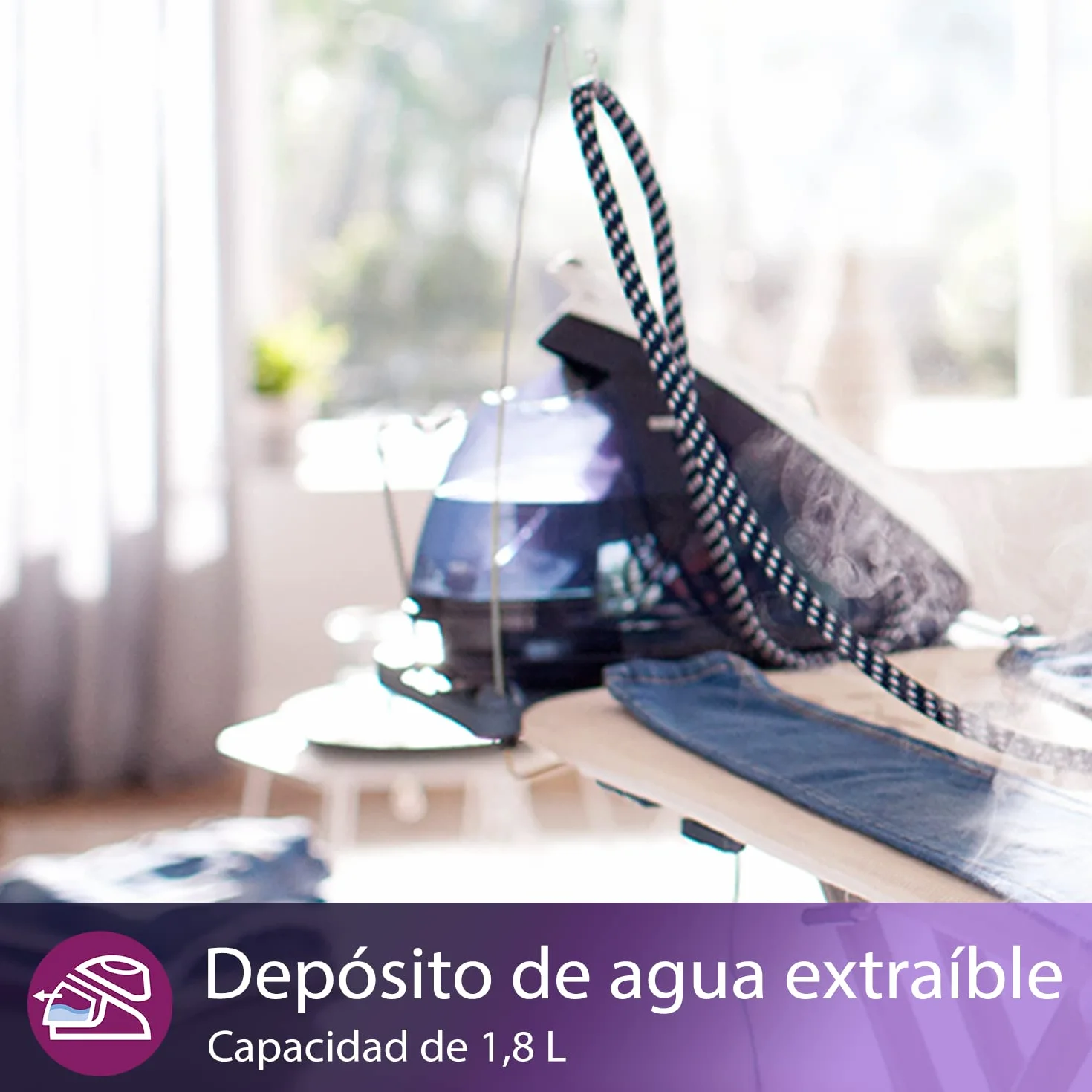 Philips PerfectCare Elite Plancha Vertical Vapor - 2700 W, 520 g De Vapor, 7,5 Bares, Tecnología OptimalTEMP, Modo ECO, T-ionicGlide, Azul/Blanco (GC9635/20)