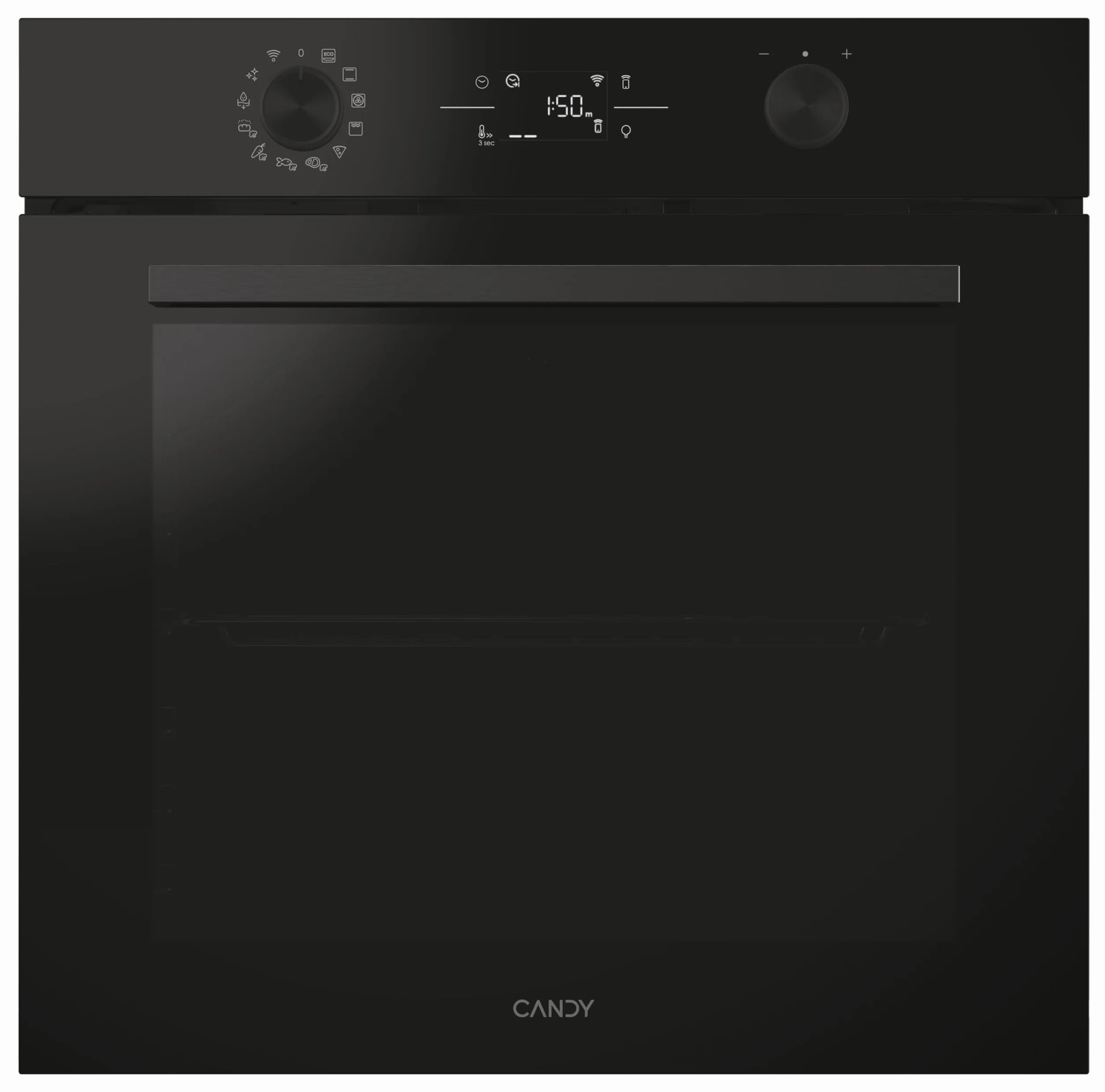 Candy Bake 800 CA6 N5B3LYTB, Horno Multifunción, 78L, Wifi, 1 Bandeja y 2 Rejillas, Steam Lite, Limpieza Pirolítica, Guia Telescópica, 13 Funciones, Display Basic UX, Full Black