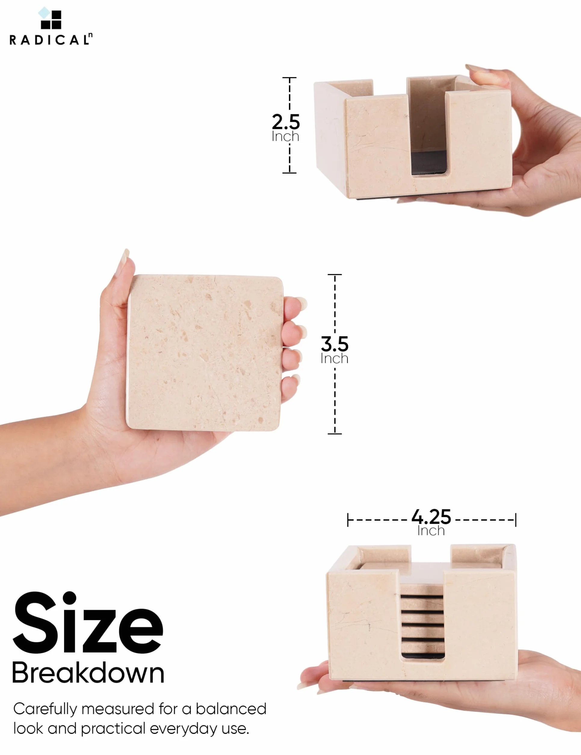 Posavasos Cuadrados de Mármol de 3.5 Pulgadas Hechos a Mano para Decoración Moderna de Escritorio y Cocina