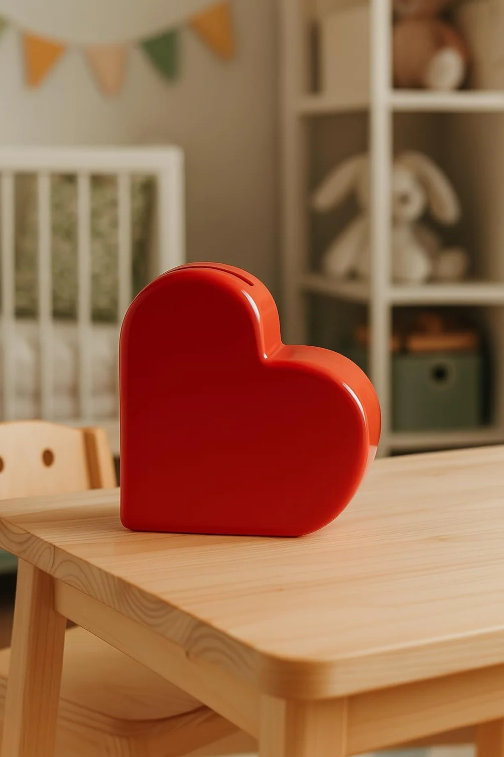 Hucha Decorativa en Forma de Corazón, Cerámica Roja, Regalo para San Valentín, 12x5x12 cm