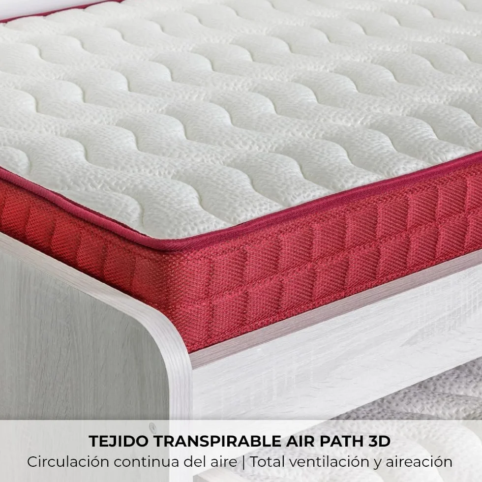 NALUI - Colchón Viscoelástico Reversible 90x190cm Gredos con Altura ±15cm. Tejido Strech y Tejido 3D Transpirable | Especial para Cama Nido | Firmeza Medio-Alta | Adaptable | Hecho en España