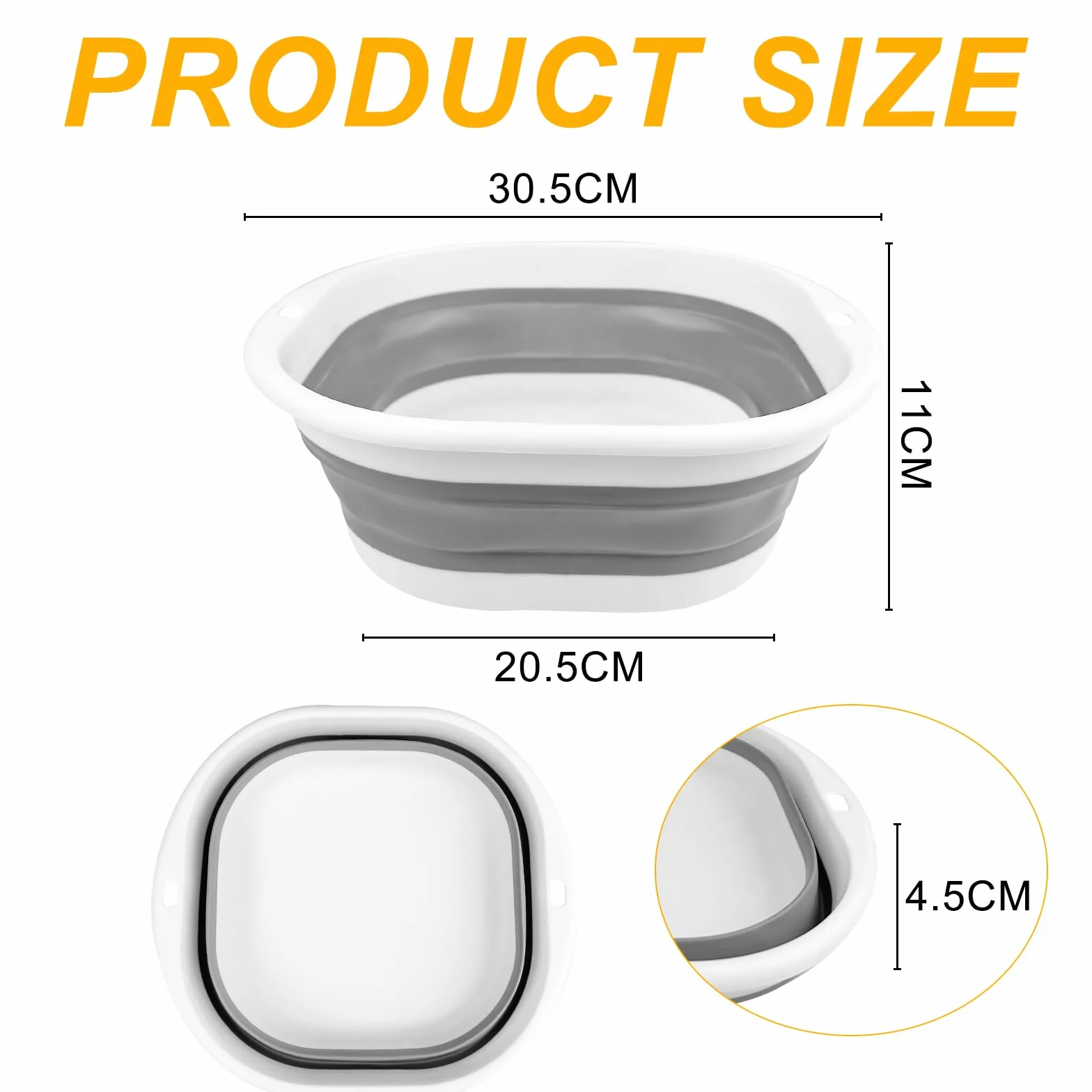 Chiluxendo Cubo de Silicona Plegable, Barreño Palangana de Plastico, Fregadero Portátil, Balde de Agua, Lavabo Cuenco, para La Casa, en La Cocina, al Aire Libre para Campamentos y Excursiones, Gris