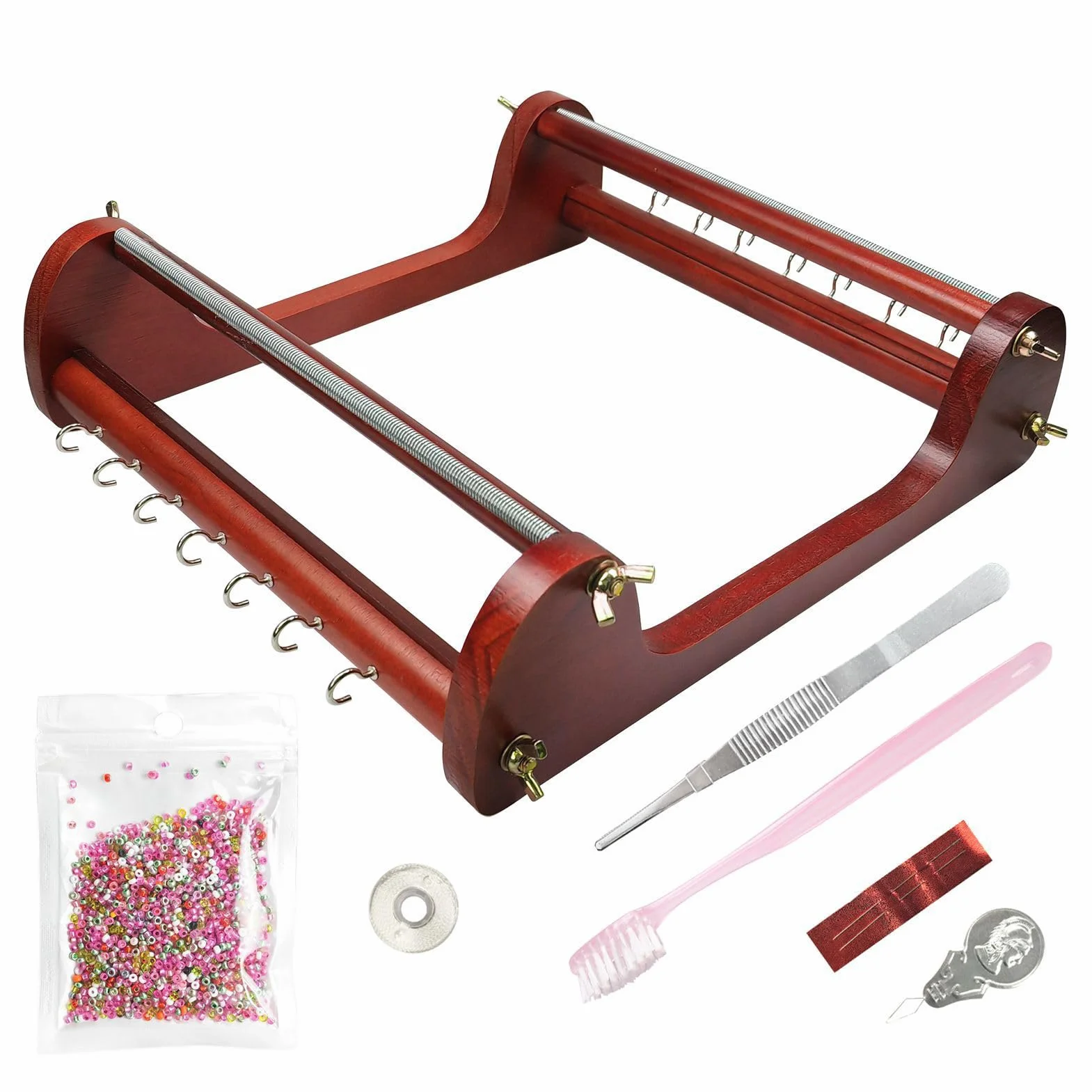 Kit de cuentas de artista con máquina tejer cuentas Para madera, ideal para principiantes. inspiración vintage. Incluye hilo, aguja para pulseras, collares y herramientas, 33 cm x 29 cm