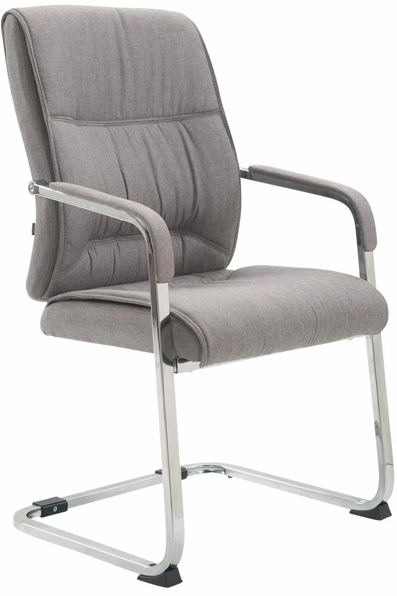 CLP Silla De Conferencia Anubis En Tela I Silla De Reunion En Estilo Cantiléver I Silla De Oficina Sin Ruedas & con Base De Metal, Color:Gris