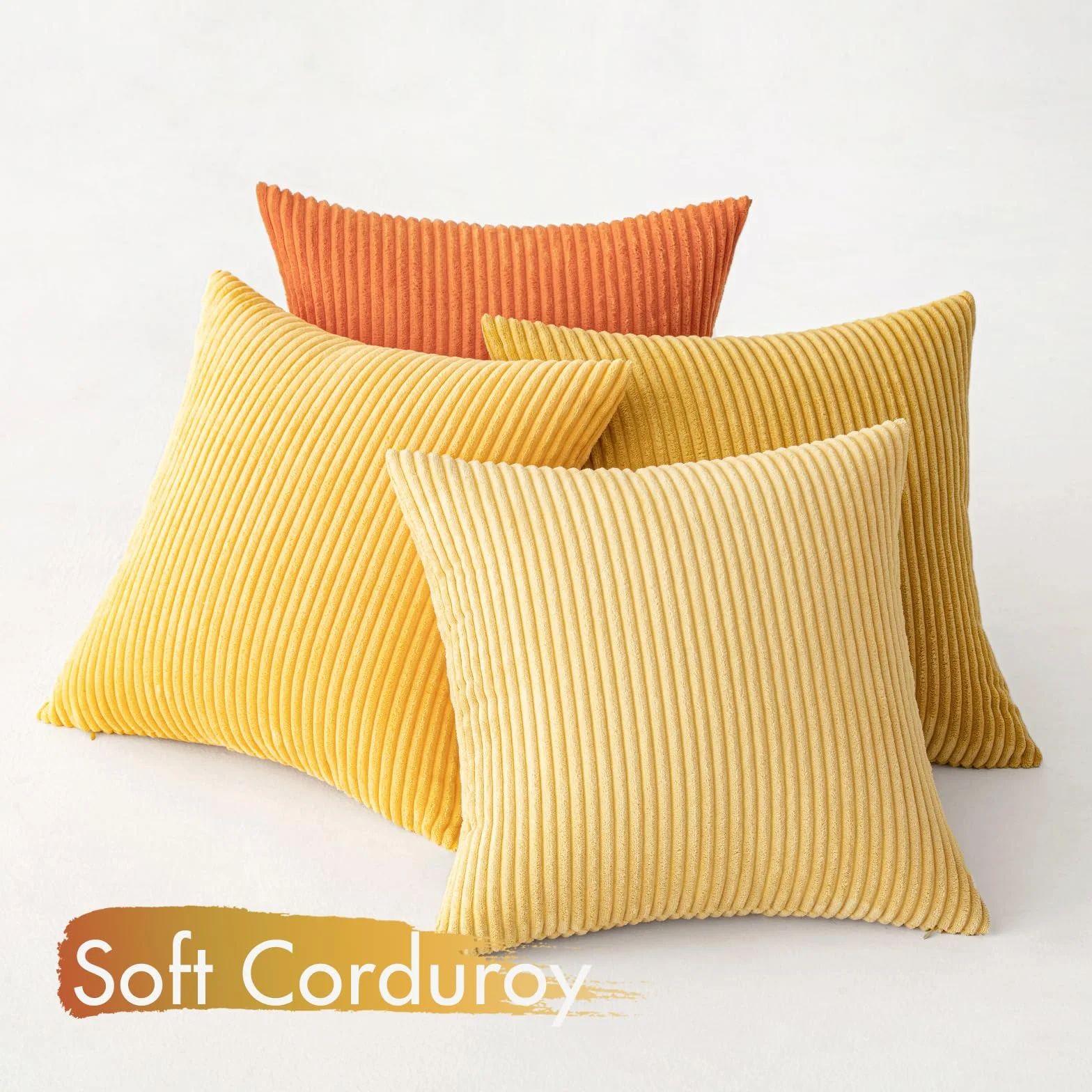 MIULEE Fundas Cojines 40x40 Pana Naranja 4 Piezas