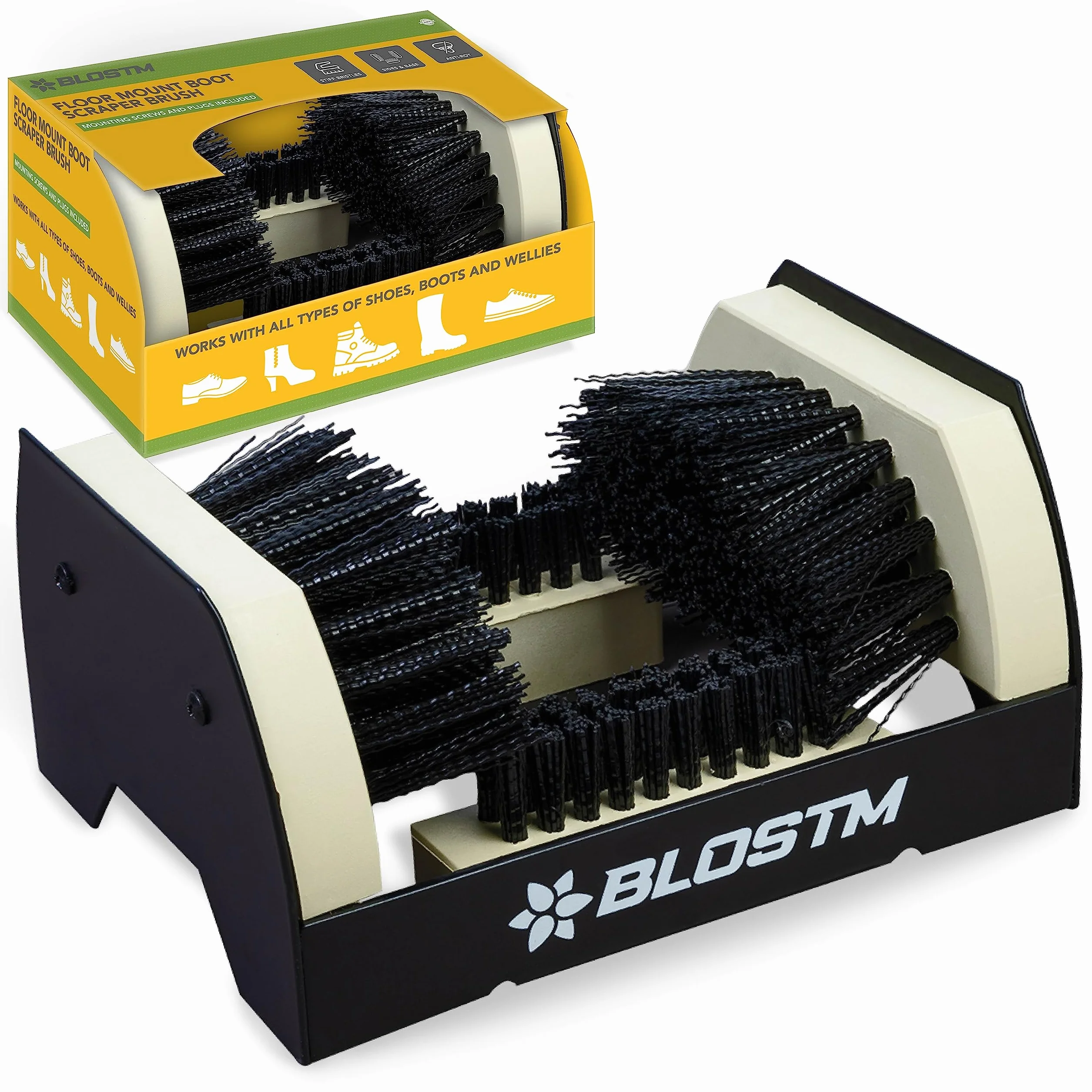 BLOSTM Cepillo Zapatos - Cepillo Ante Zapatos al Aire Libre de Metal Removedor de Lodo con Cerdas Rígidas - Universal Cepillo Limpia Botas - Cepillo Botas para Todos los Zapatos