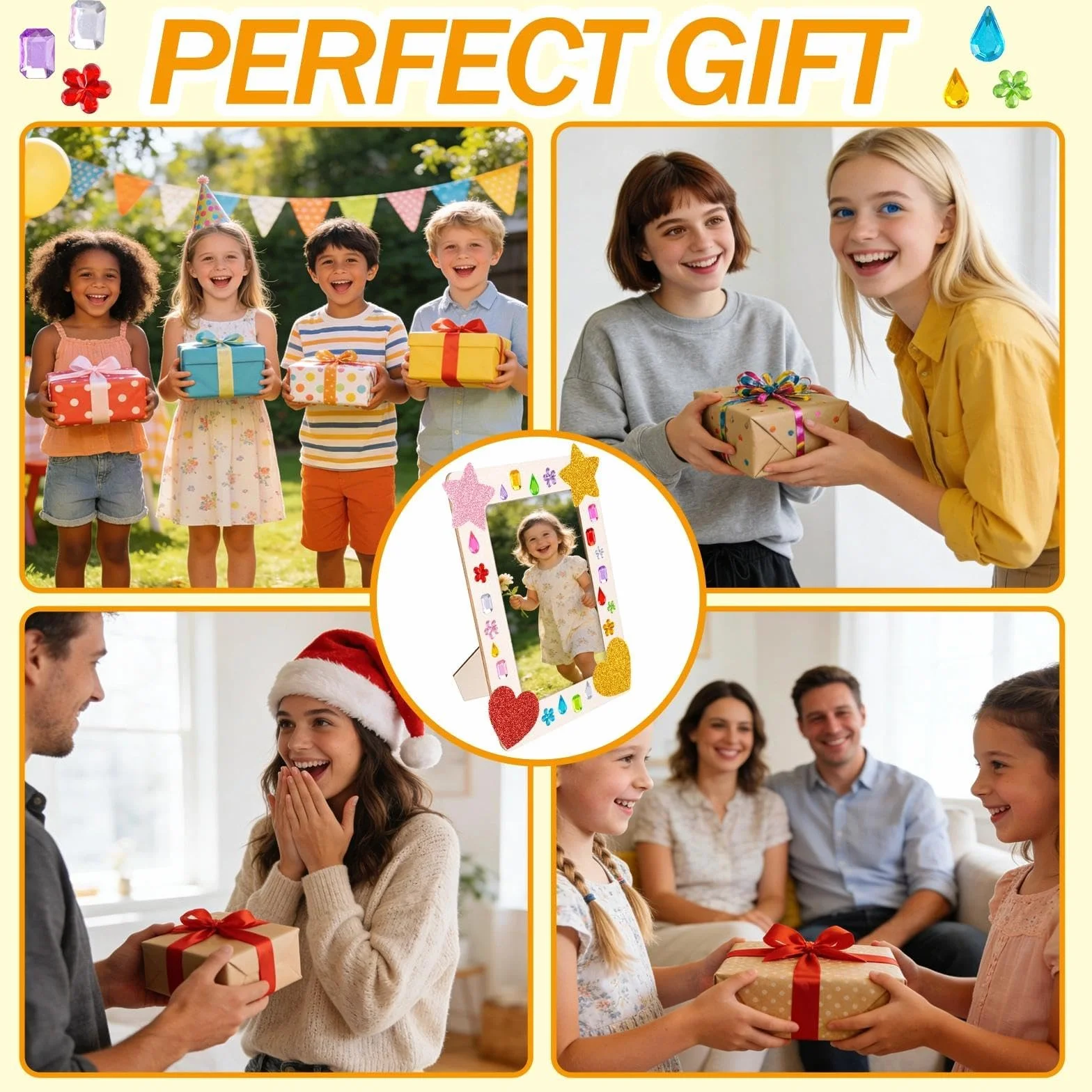 10 Pcs Marco de Foto Decoración para Niños, 19 x 14 cm Marcos de Madera para Manualidades, DIY Marco Fotos con 12 Rotuladores y Pegatinas, Ideal para Cumpleaños Infantiles, Manualidades