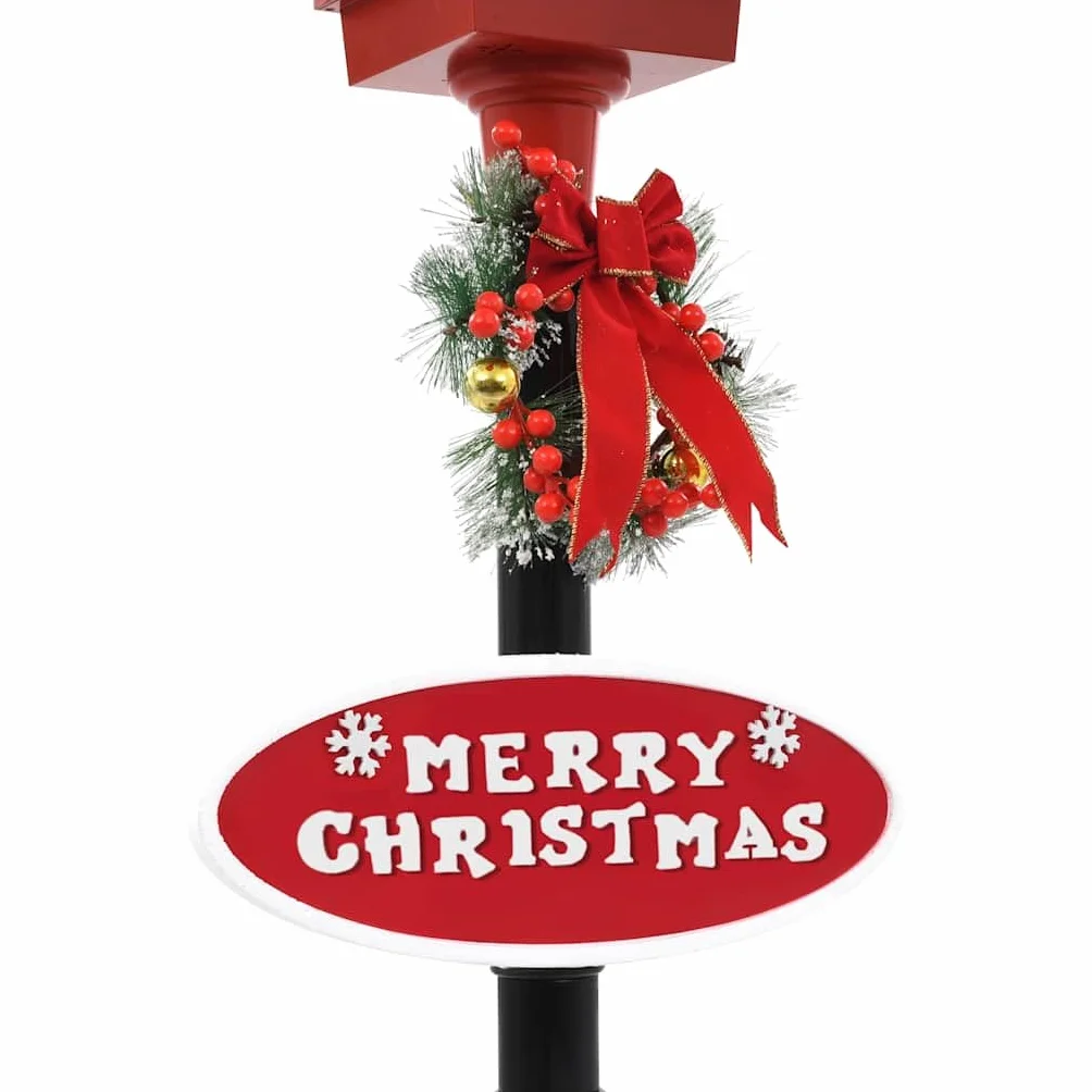 vidaXL Farola de Navidad con Papá Noel y Luces LED Decoración Festiva Estacional Adorno Diseño Distintivo Nieve Cayendo Uso Interior Exterior 180cm