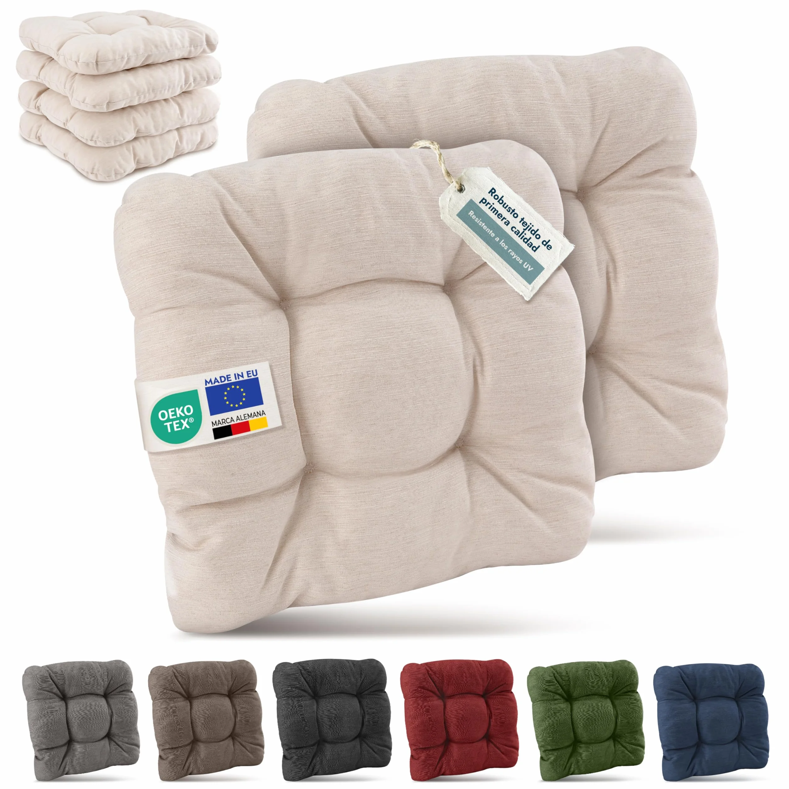 Beautissu 6X Cojines de Silla Premium para Interior y Exterior, Made in EU