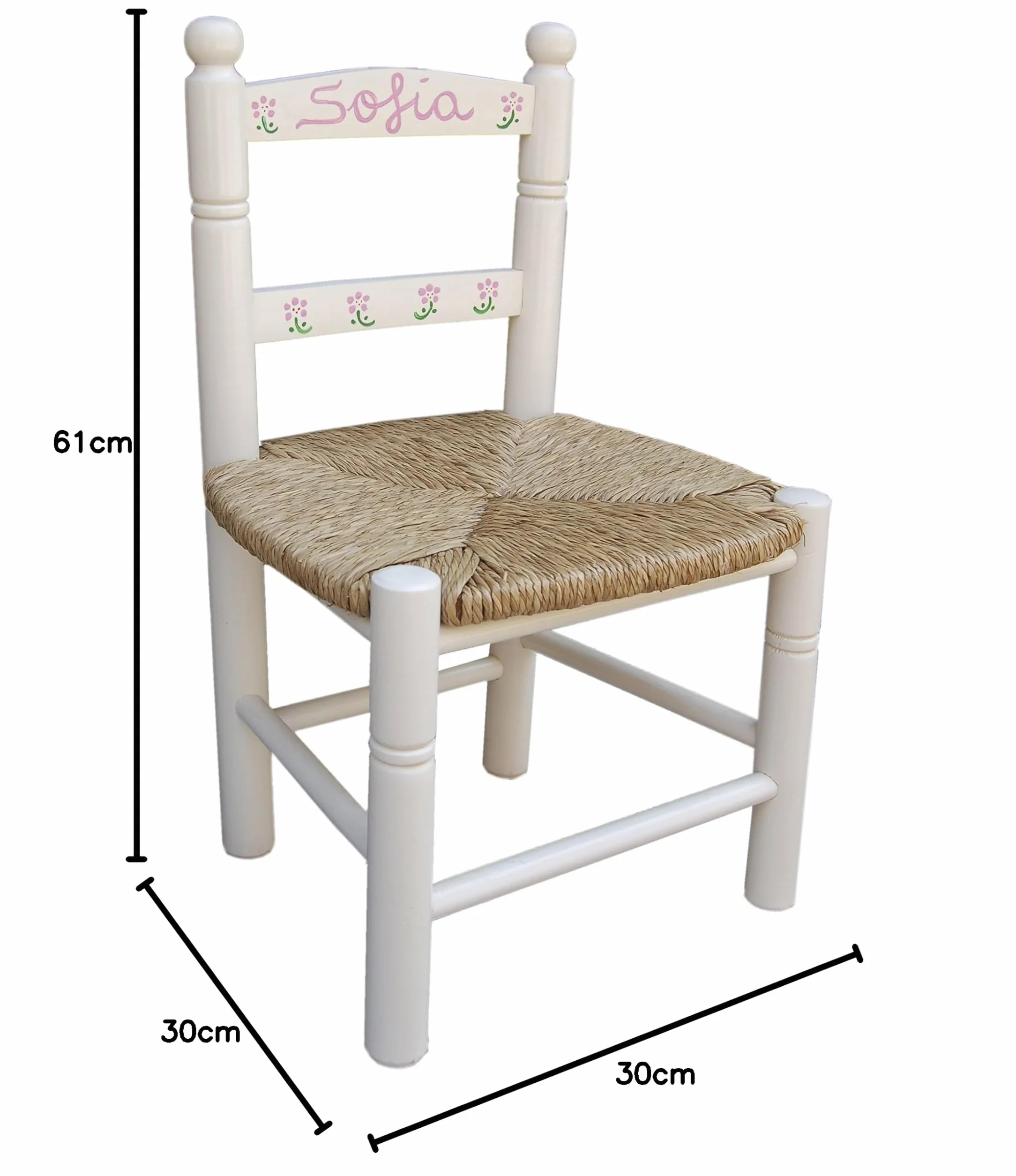 Silla Infantil Personalizada 6 Colores 34X30X60 (Blanco)