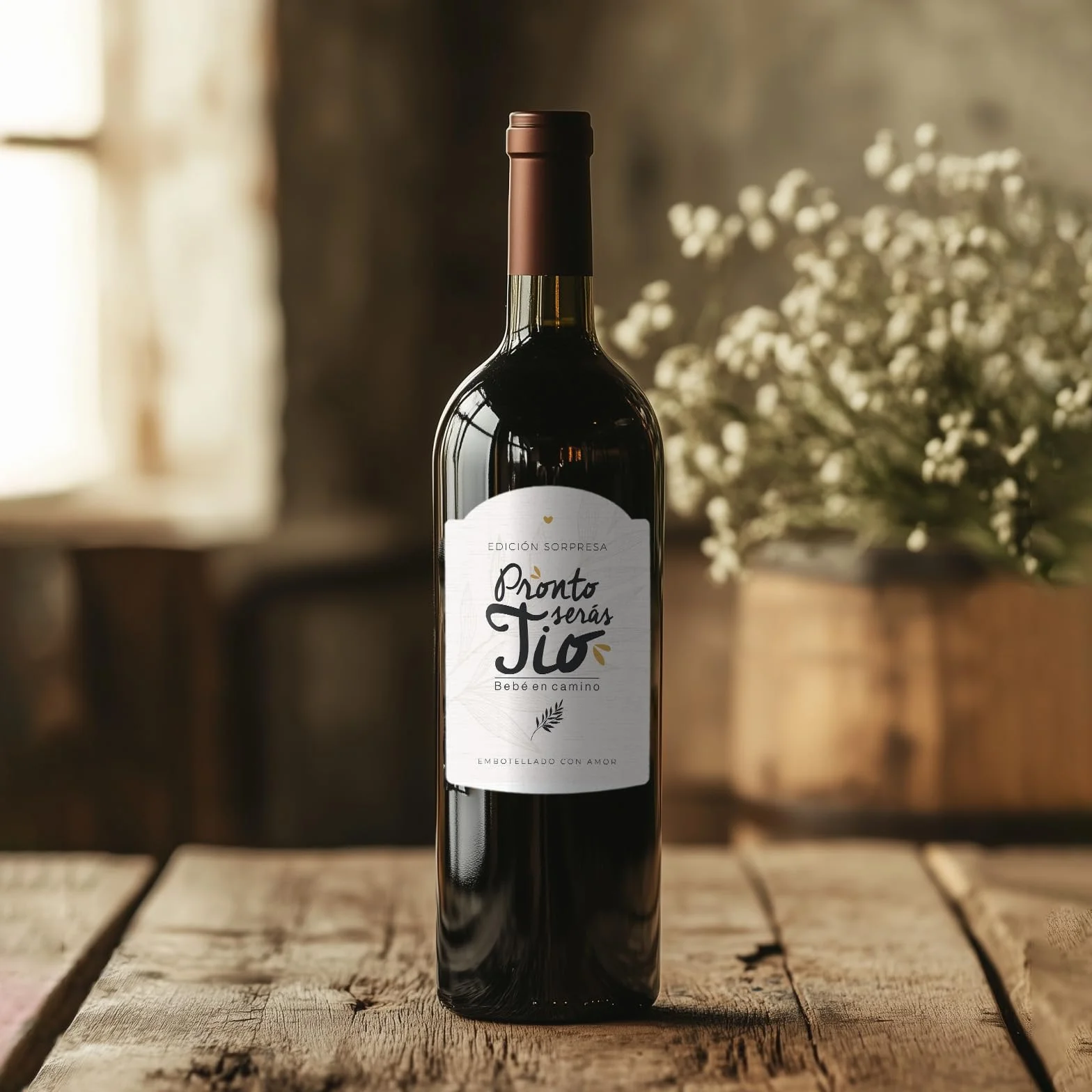 Manahia Etiqueta de Vino Tío Vas a ser tío bebé en camino Idea Regalo Original Emotivo Anuncio Embarazo Hermano Cuñado Sorpresa creativa anunciar Nacimiento Futuro Tito