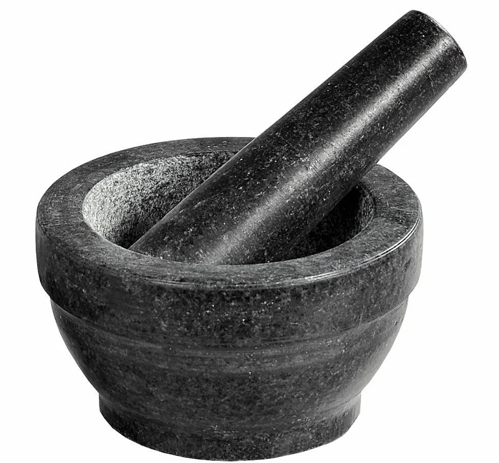 Kesper 71501 - Mortero y maza de Granito, 16 x 8 centímetros, Color Negro
