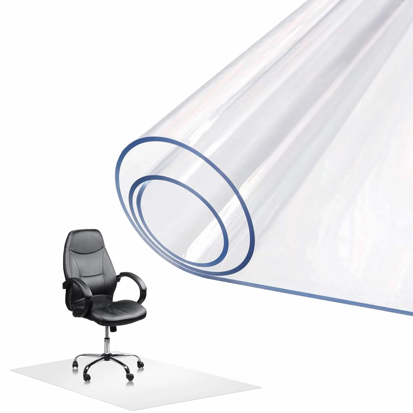 Tapete transparente de PVC de 1,5 mm para silla de oficina, antideslizante, protector de suelo para madera y azulejos, resistente a los arañazos, 80 x 100 cm, antiamarilleamiento, ideal para suelos