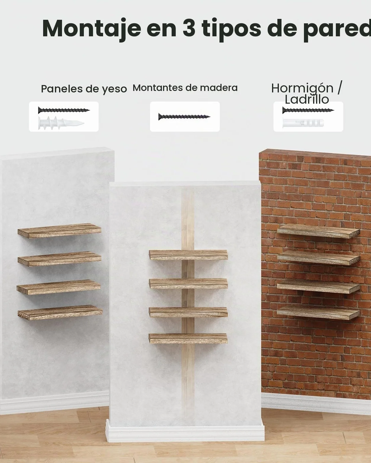 Pipishell Estanteria Pared 40 cm Estantes Madera Paulownia Juego de 4 Marrón Claro